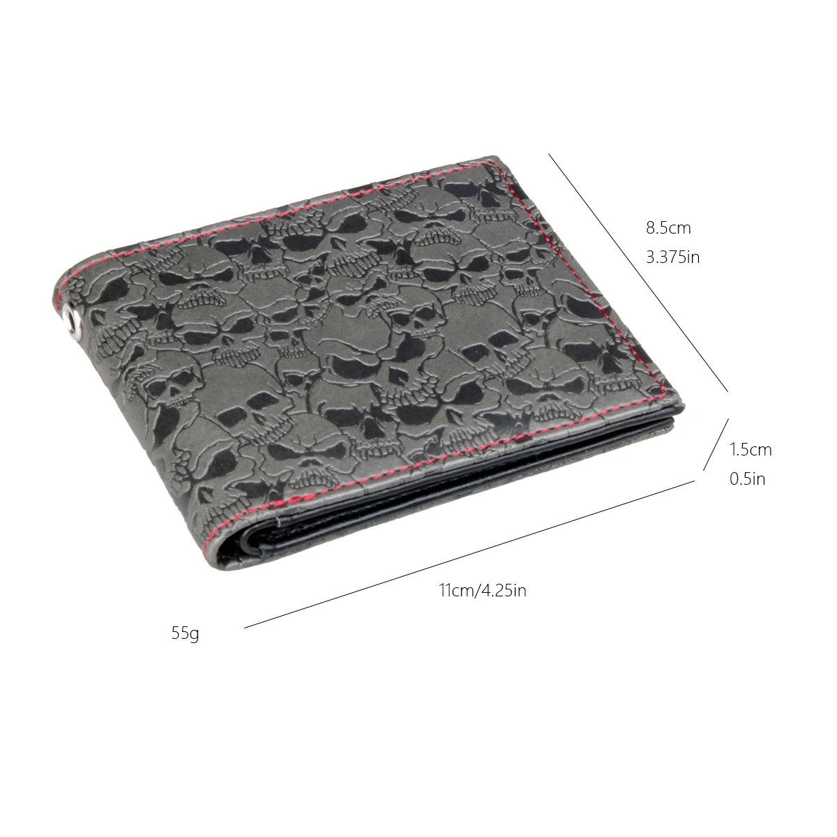 Japanese Brand Skull Double Fold Versatile Card Holder Wallet Size ONE SIZE - 6 Thumbnail