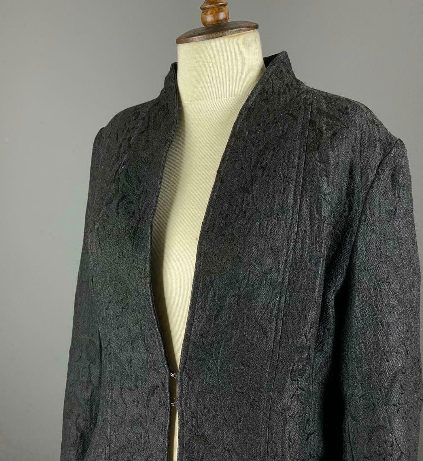 Designer Ladies Sarah Pacini Black Wool Coat Jacket Size 3 Size L / US 10 / IT 46 - 2 Thumbnail