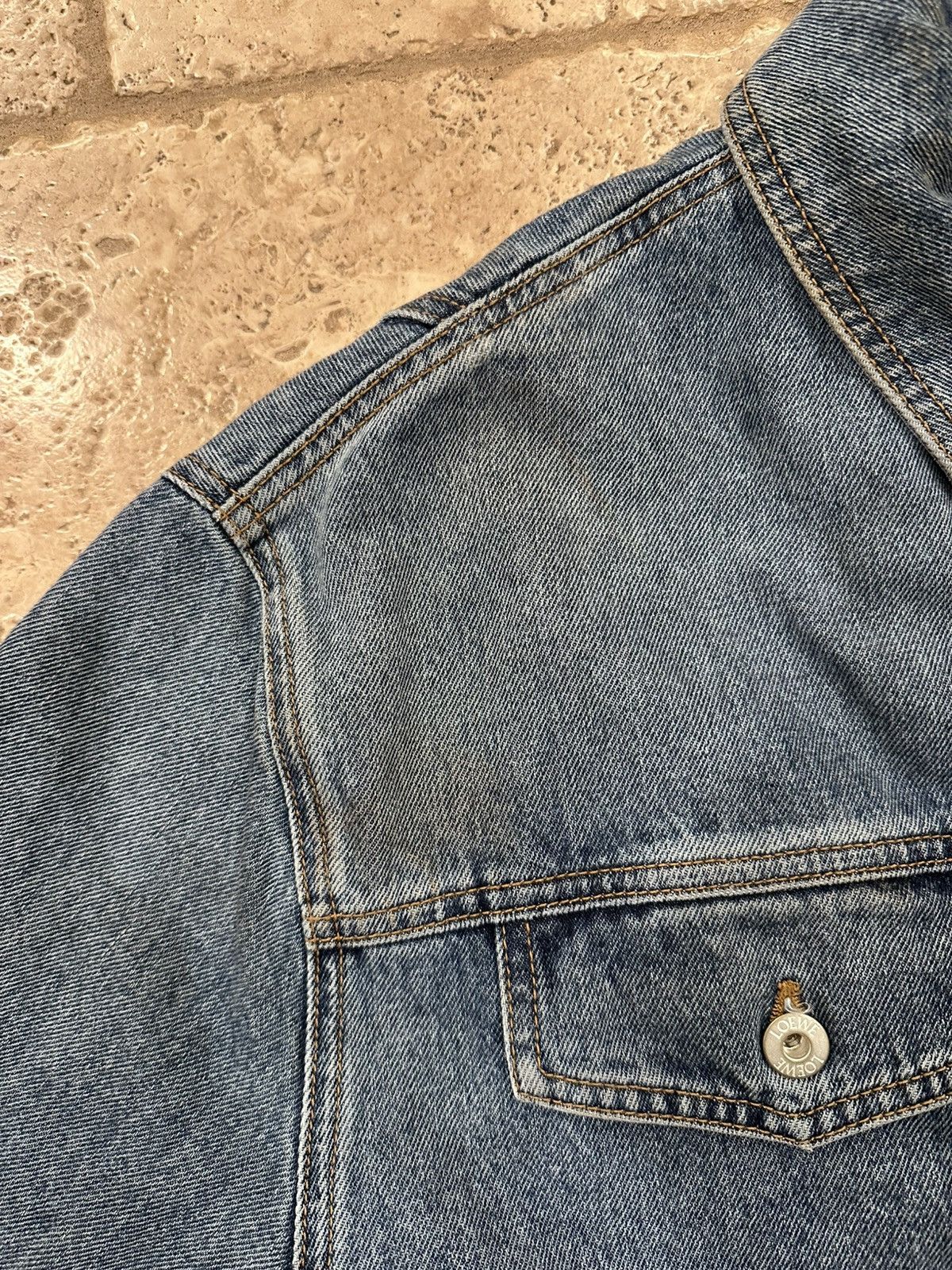 Loewe Loewe Leather Panelled Patch Logo Blue Denim Jacket Size US L / EU 52-54 / 3 - 7 Thumbnail