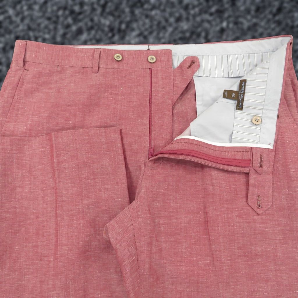 Peter Millar Peter Millar Pants Men 40x26 Red Linen Wool Flat Front Trousers VBC Golf Slacks Dress Pants Wide-Leg 5-Pocket Inseam 26" Regular Mens Size US 40 / EU 56 - 1 Thumbnail