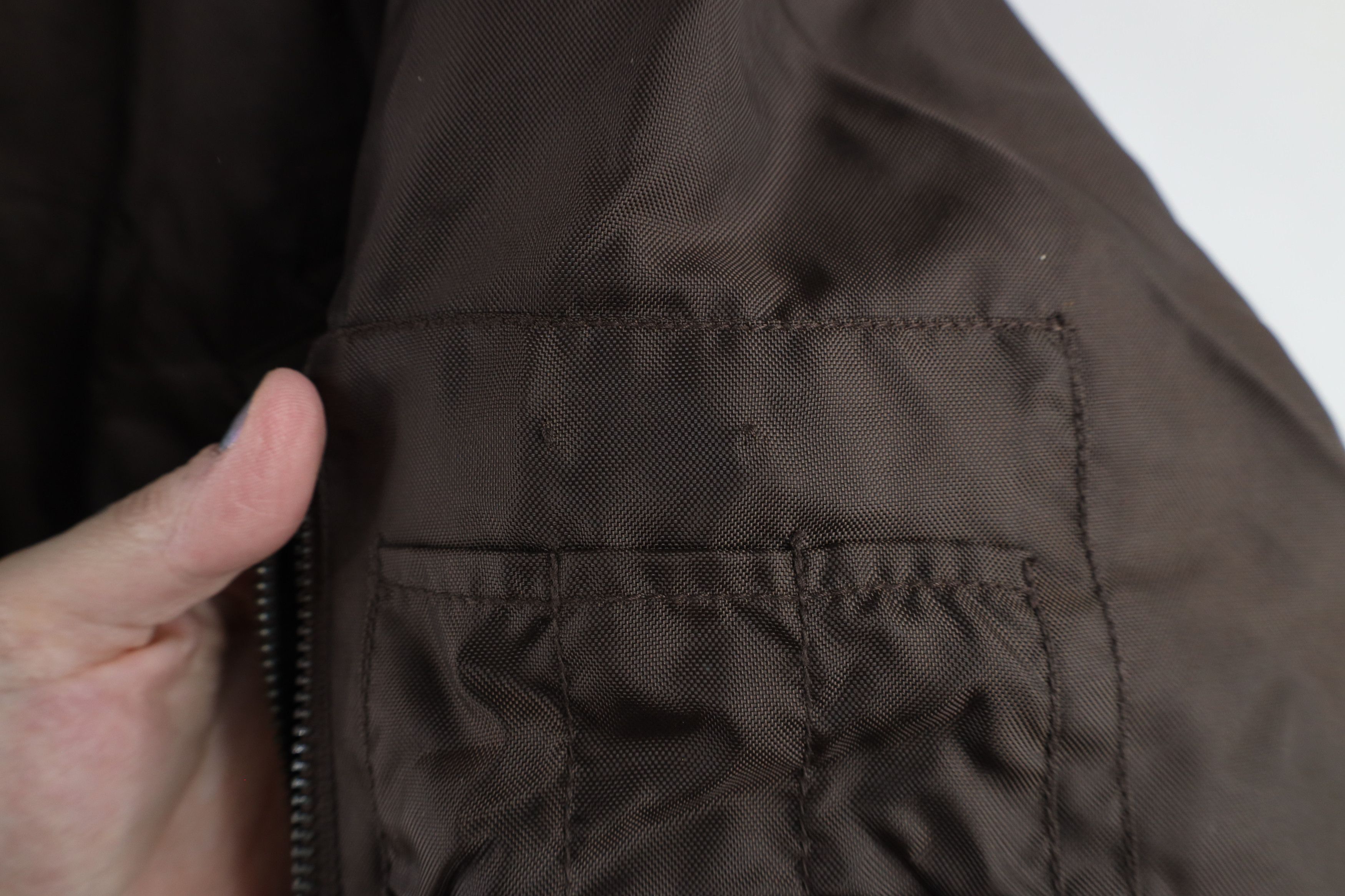 Sean John × Vintage Vintage 90s Sean John Trim Hooded Puffer Bomber Jacket Brown Size US S / EU 44-46 / 1 - 6 Thumbnail