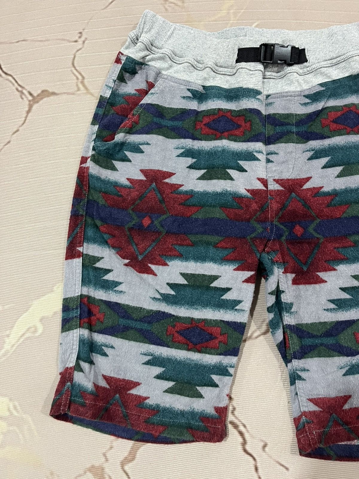 Japanese Brand Corisco Aztec Tribal Fleece Shorts Adjustable Belt L Size US 34 / EU 50 - 3 Thumbnail