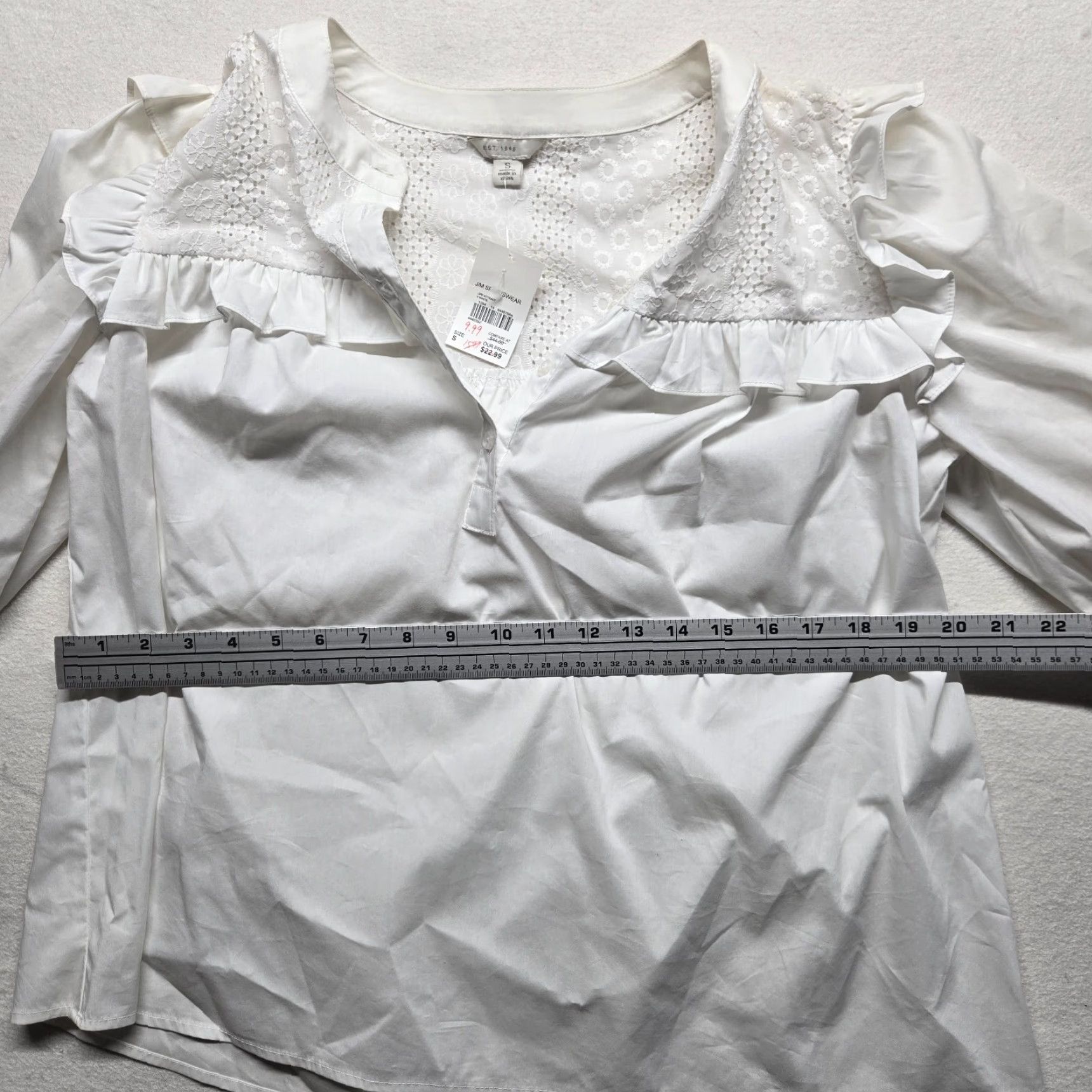 Vintage EST. 1946 Shirt Women S White Adult Small NEW Solid Flaps Shoulder Blouse Size S / US 4 / IT 40 - 5 Thumbnail