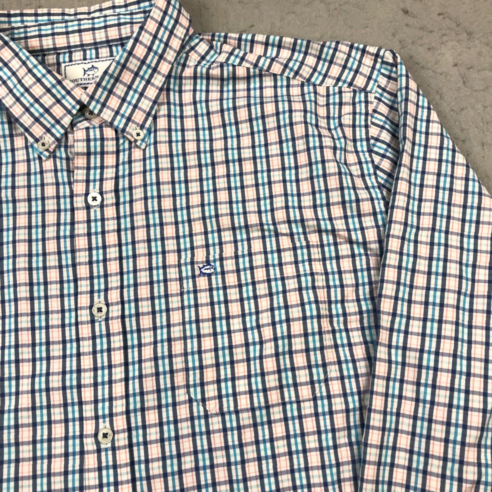 Southern Tide Southern Tide Shirt Mens XL Blue Pink Check Intercoastal Fishing Performance Size US XL / EU 56 / 4 - 3 Thumbnail