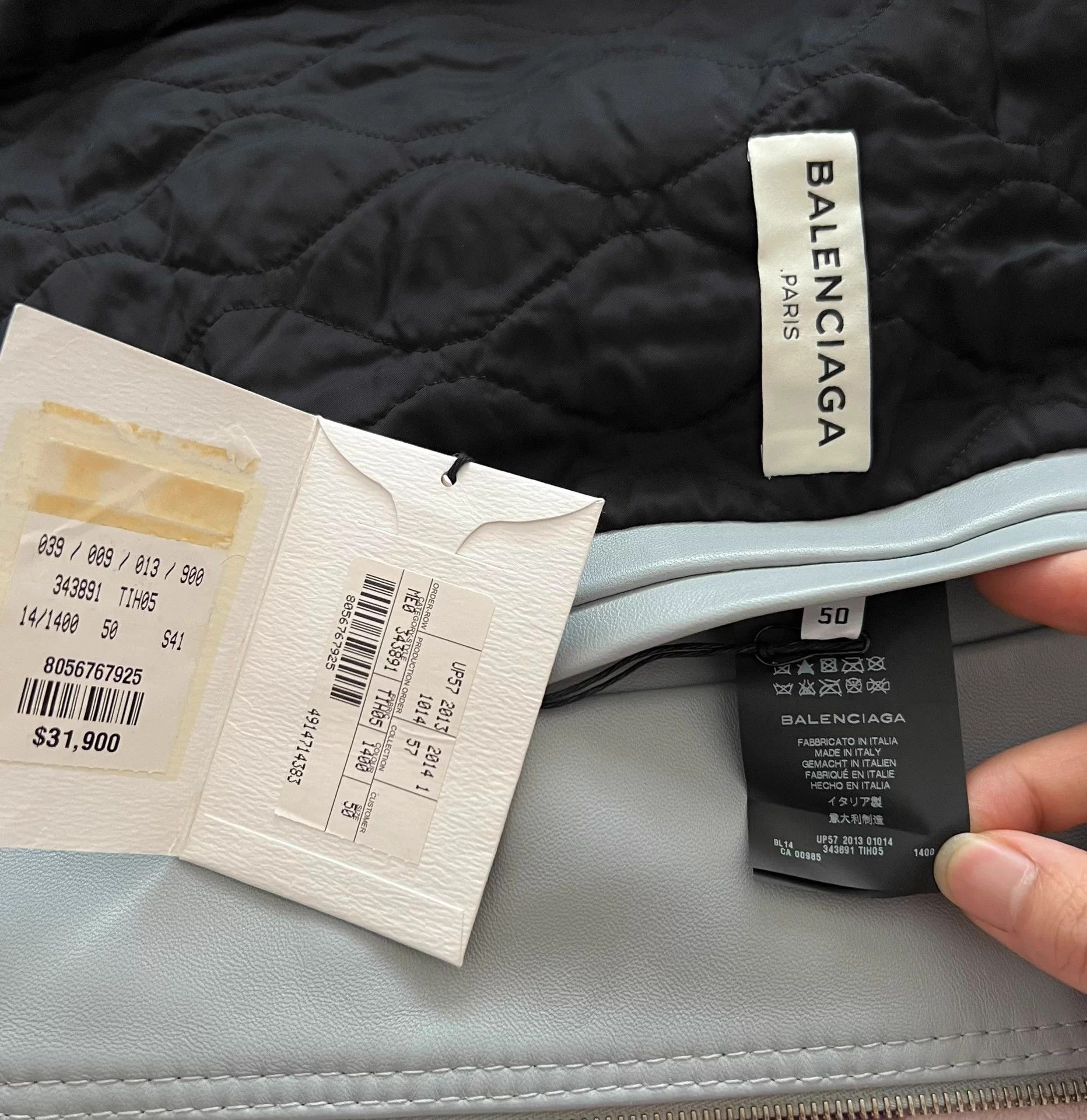 Balenciaga Balenciaga Show Piece Baby Blue Lambskin Moto Jacket 50 Size US M / EU 48-50 / 2 - 6 Thumbnail