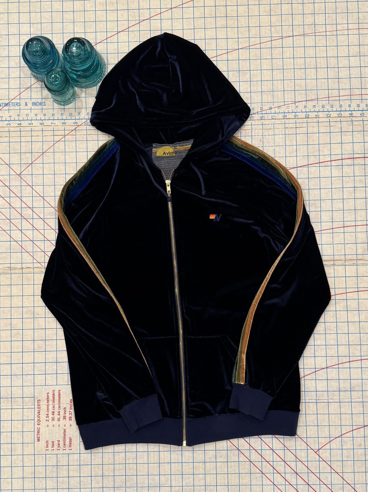 Aviator Nation Aviator Nation Blue Velvet Collection Velour Full Zip Hoodie Size XL / US 12-14 / IT 48-50 - 3 Thumbnail