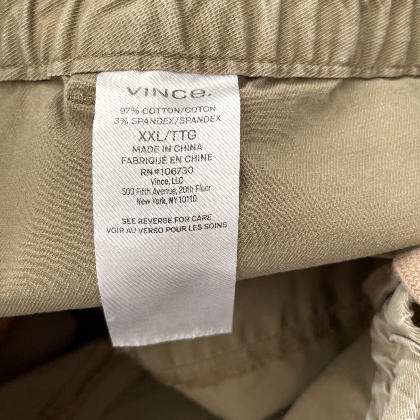 Vince Vince Chino Shorts Mens 2XL Brown Elastic Waist Pull-On Casual Comfort Twill Pocket Drawstring Front Flat Front Size US 39 - 4 Thumbnail