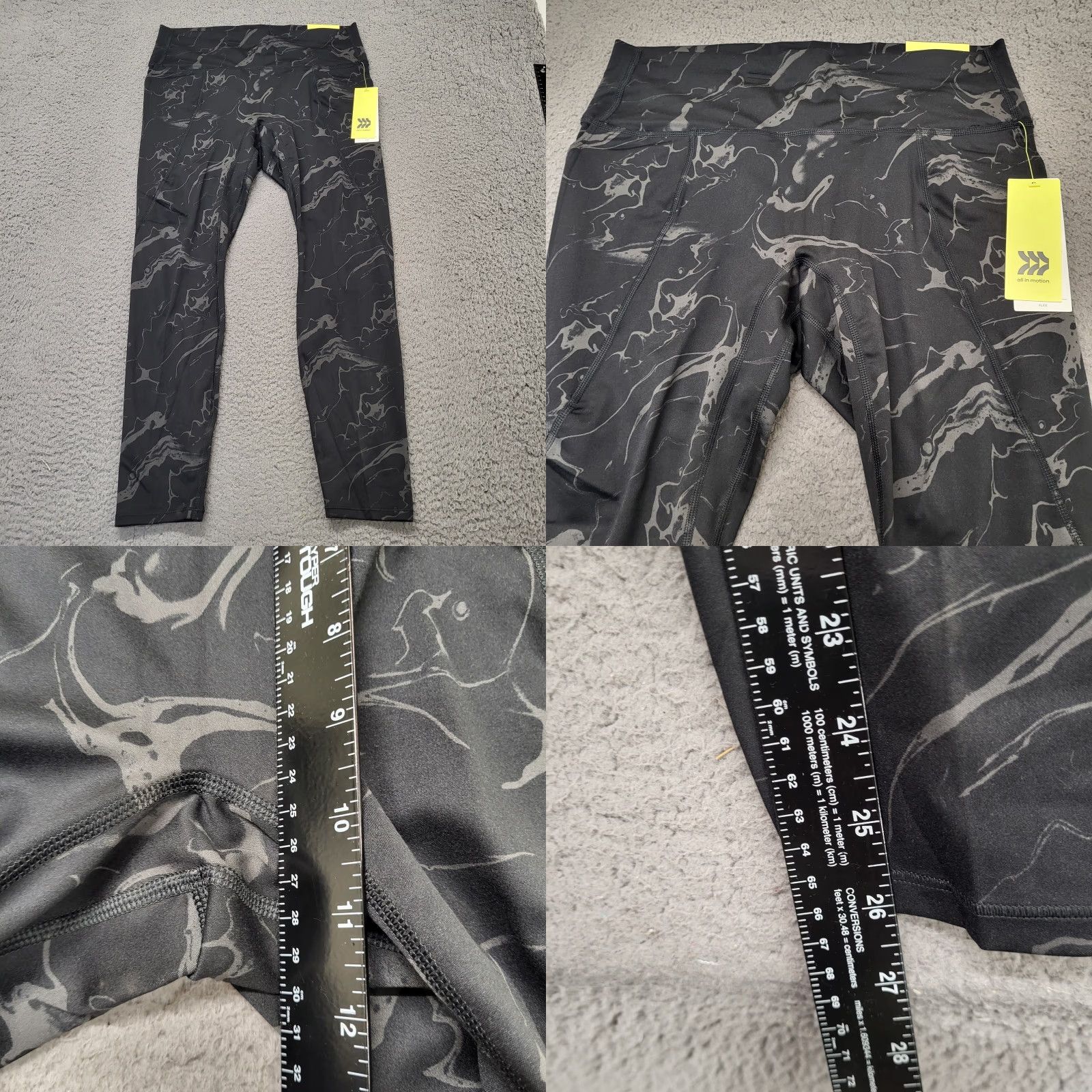 Vintage All in Motion Leggings Womens XL HIGH-RISE 7/8 Jet Black Quick Dry NWT Cross Training Gym Yoga Athletic Slim Skinny Size 40" / US 18 - 8 Thumbnail