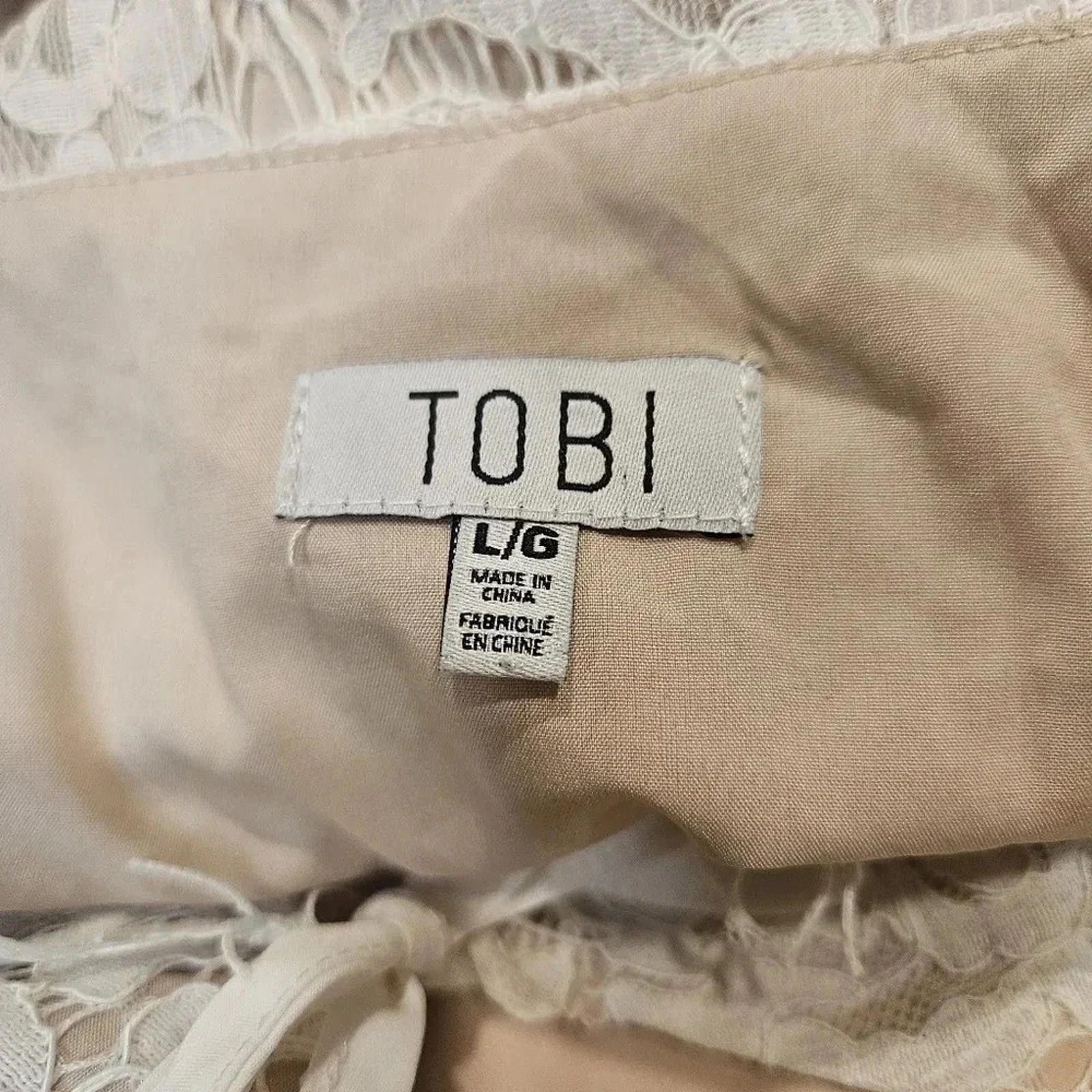 Tori Richard Nwt Tobi White Lace Dress with Tie Detail #70 Size L / US 10 / IT 46 - 10 Thumbnail