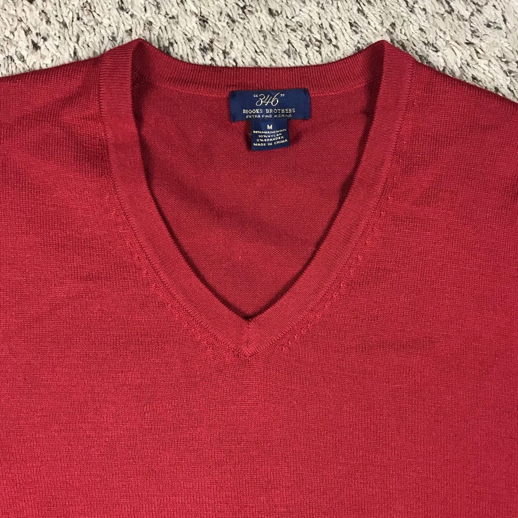 Brooks Brothers Brooks Brothers Sweater Men V-Neck Red Merino Wool 346 Stretch Fit M Regular Lightweight Pullover Size US M / EU 48-50 / 2 - 6 Thumbnail