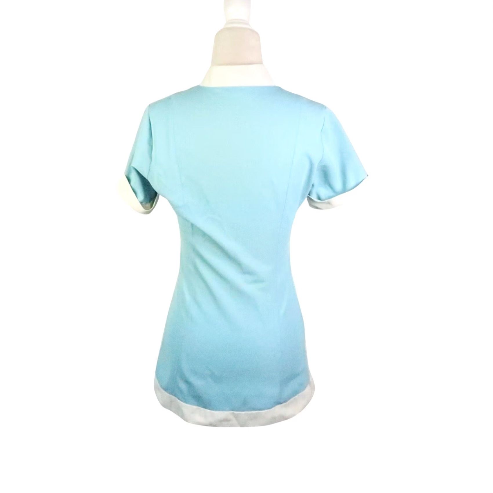 Vintage VINTAGE Barco Scrub Uniform Tunic Top XS Ladies Light Blue 70s Medical Polyester zip pockets Size US XS / EU 42 / 0 - 4 Thumbnail