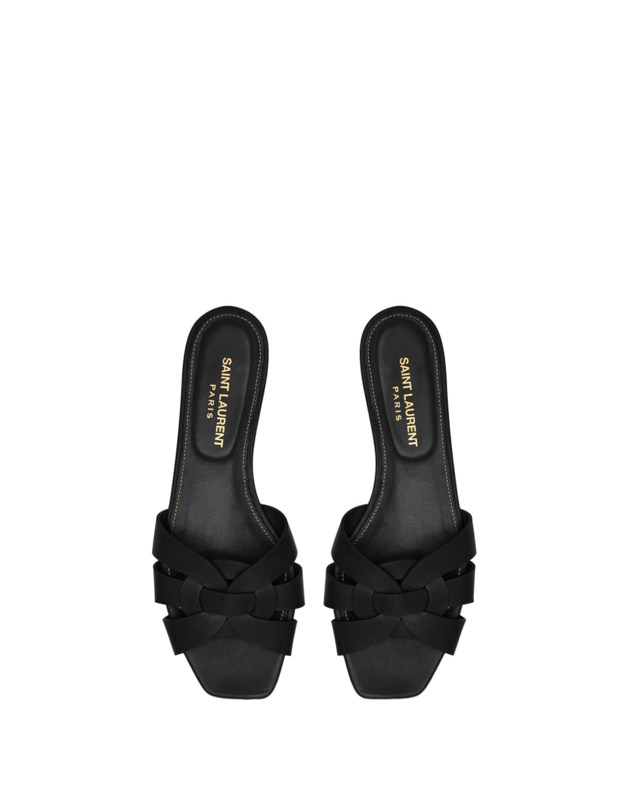 SAINT LAURENT Tribute Black Leather Sandals New & Auth
