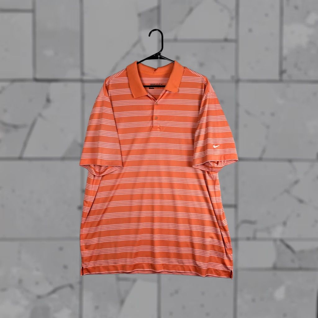 Nike Nike Dri-FIT Polo Shirt Mens 2XL Orange Stripe Golf Performance Short Sleeve Size US XXL / EU 58 / 5 - 1 Thumbnail