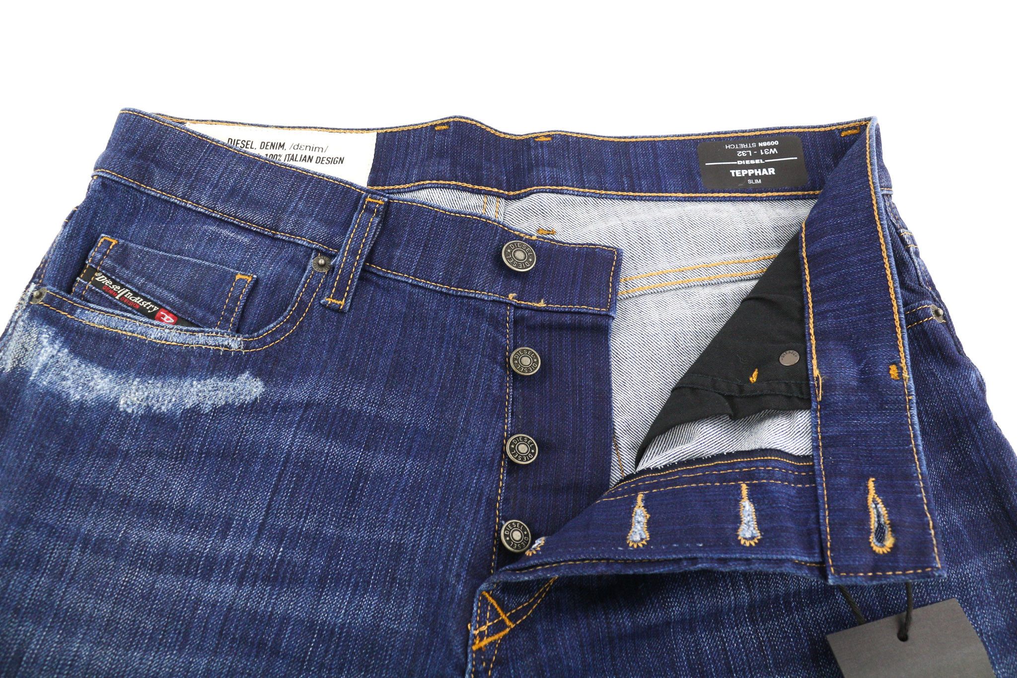 Diesel TEPPHAR 0098N W31/L32 Slim Ripped Blue Jeans 40195 Size US 31 - 4 Thumbnail