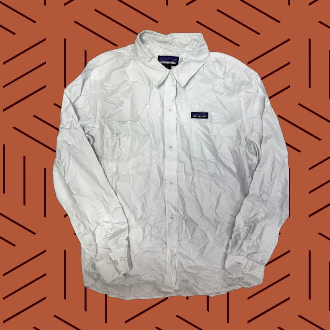 Patagonia Patagonia Shirt Women M Anchor Bay Outdoors Lightweight Vented Fishing White Nylon Button-Up Long Sleeve Collared Pocket 90s? Size M / US 6-8 / IT 42-44 - 1 Thumbnail
