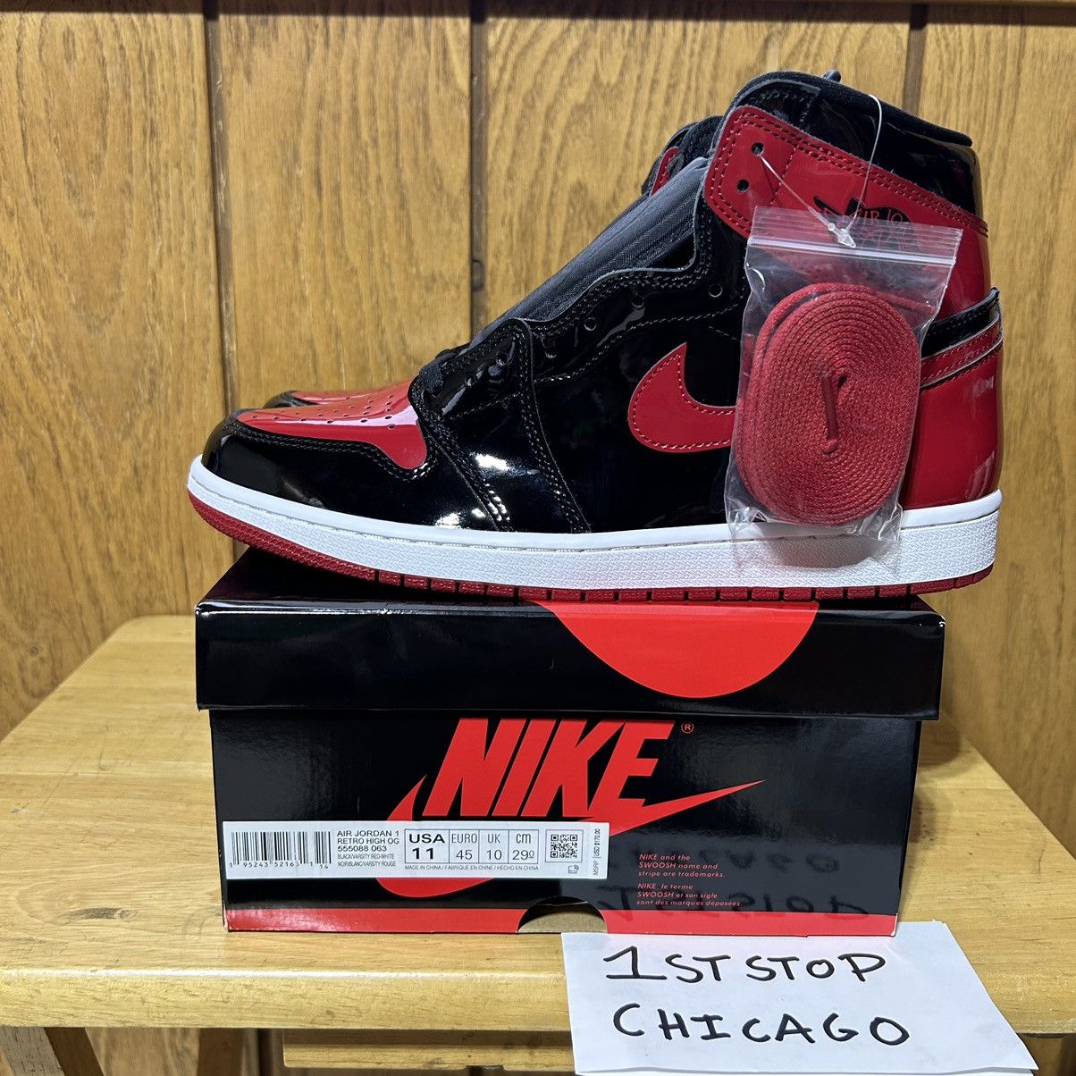 Designer × Jordan Brand × Nike Nike Air Jordan 1 Retro High Patent Leather Bred Size 11 NEW Size US 11 / EU 44 - 8 Thumbnail