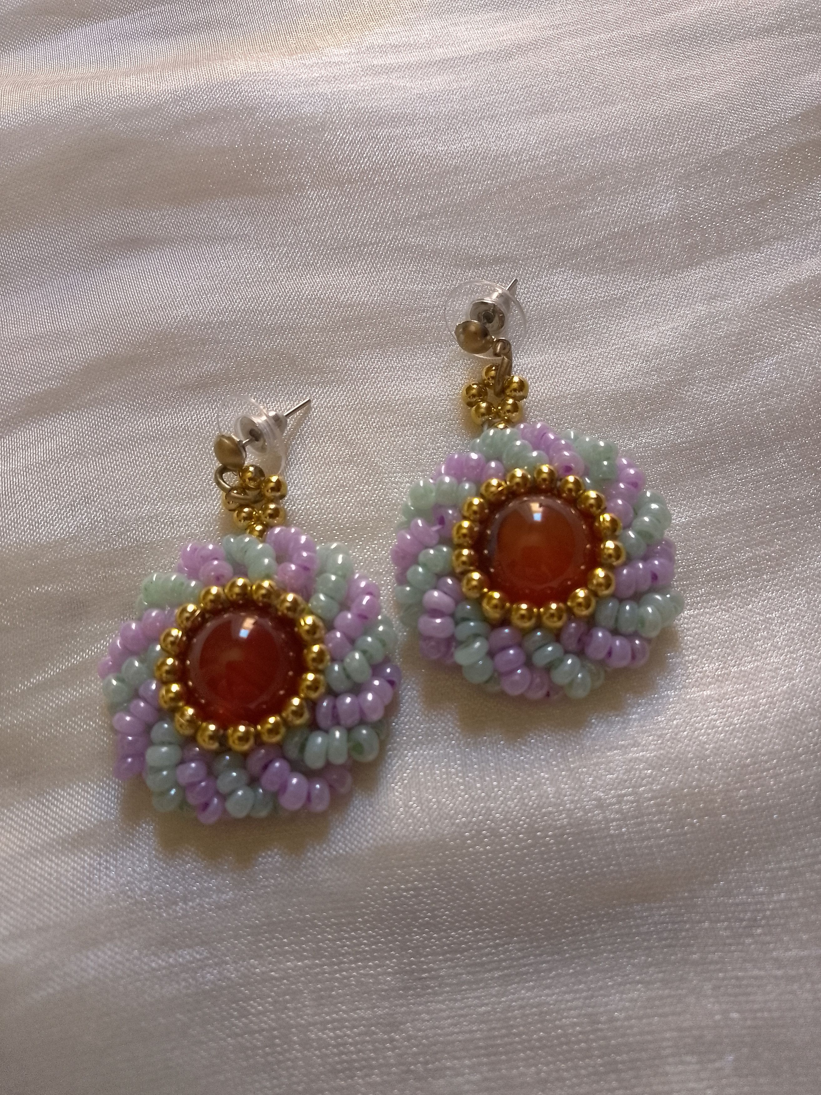 Handmade Earrings Red carnelian gemstones vintage style Size ONE SIZE - 2 Thumbnail