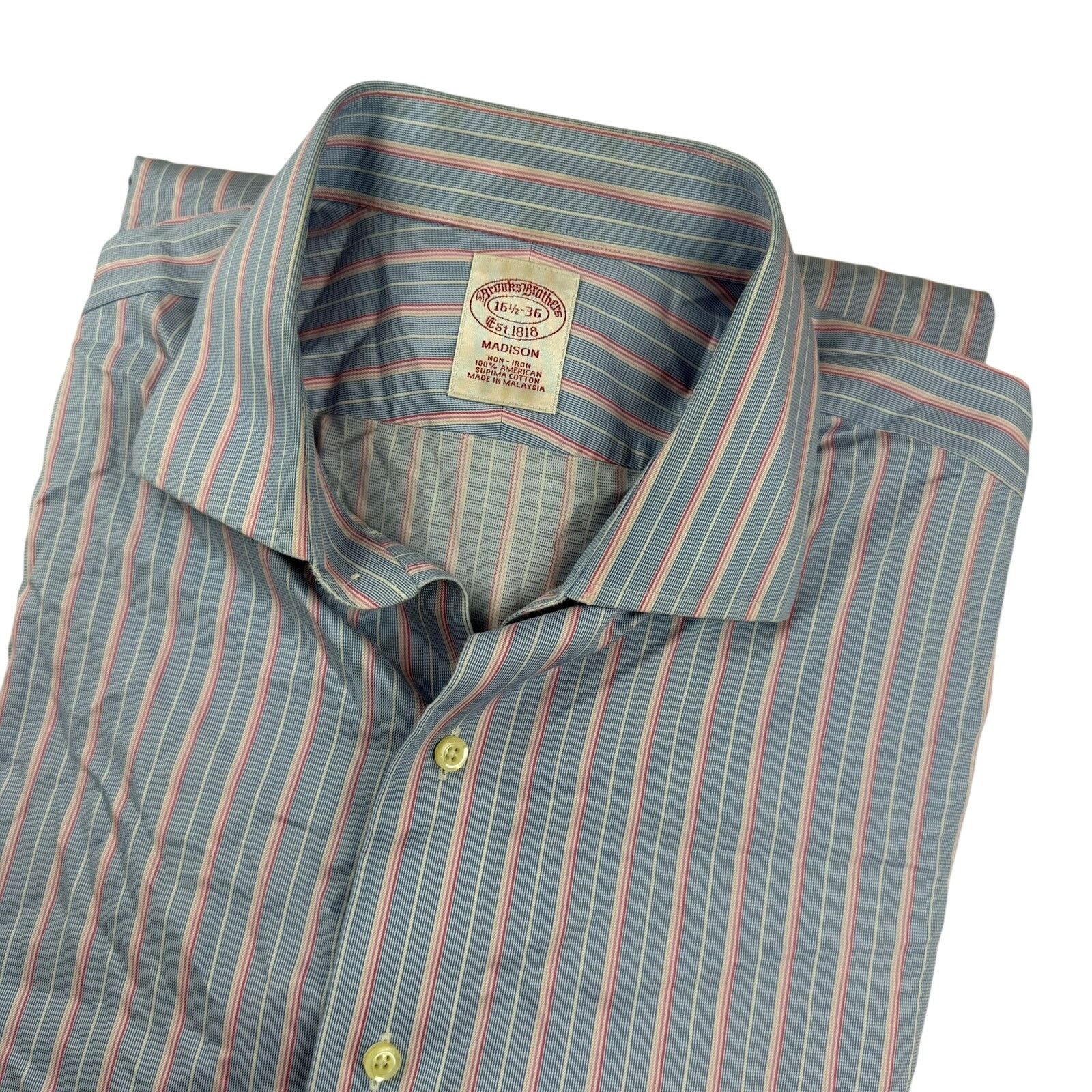 Brooks Brothers Brooks Brothers 16.5-36 Madison Blue Striped Dress Shirt Size US XL / EU 56 / 4 - 1 Thumbnail