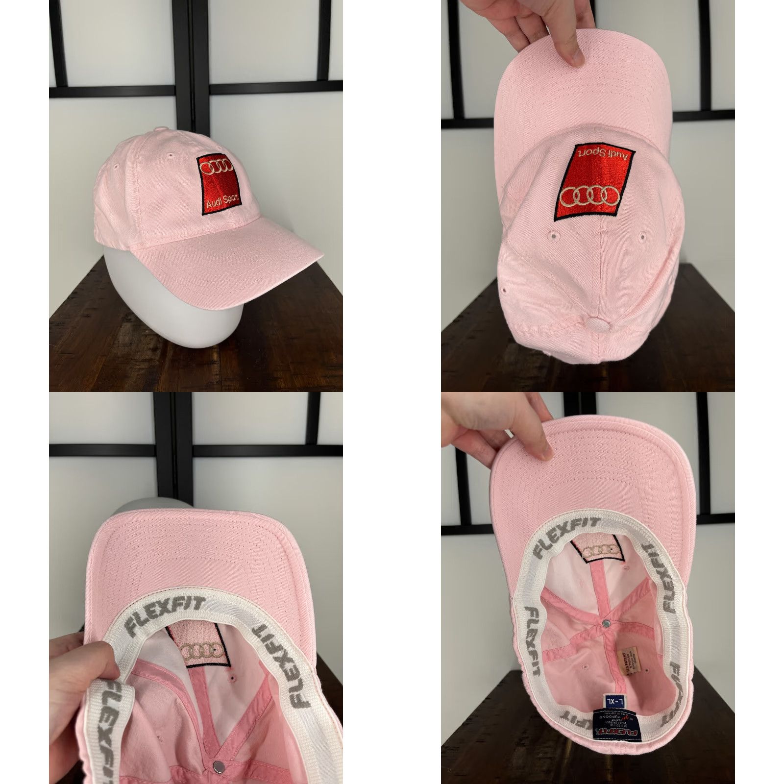 Vintage Audi Sport Hat Cap Fitted Adult XL Pink Flexfit Cotton Spandex Blend Size ONE SIZE - 8 Thumbnail