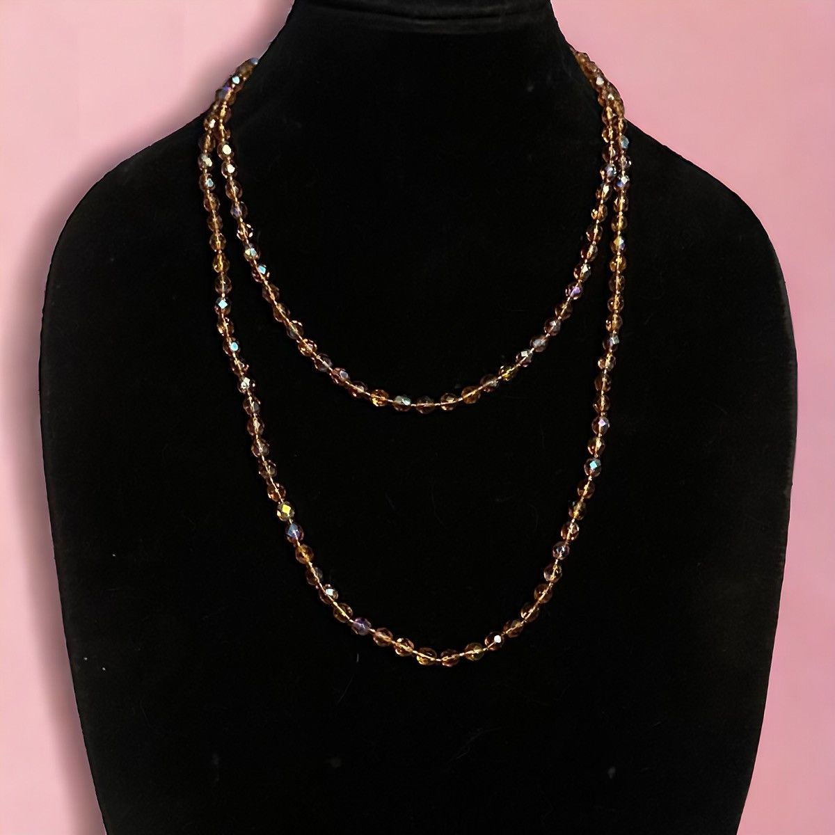 Vintage Vintage Amber Aurora Borealis Crystal bead necklace Size ONE SIZE - 1 Thumbnail