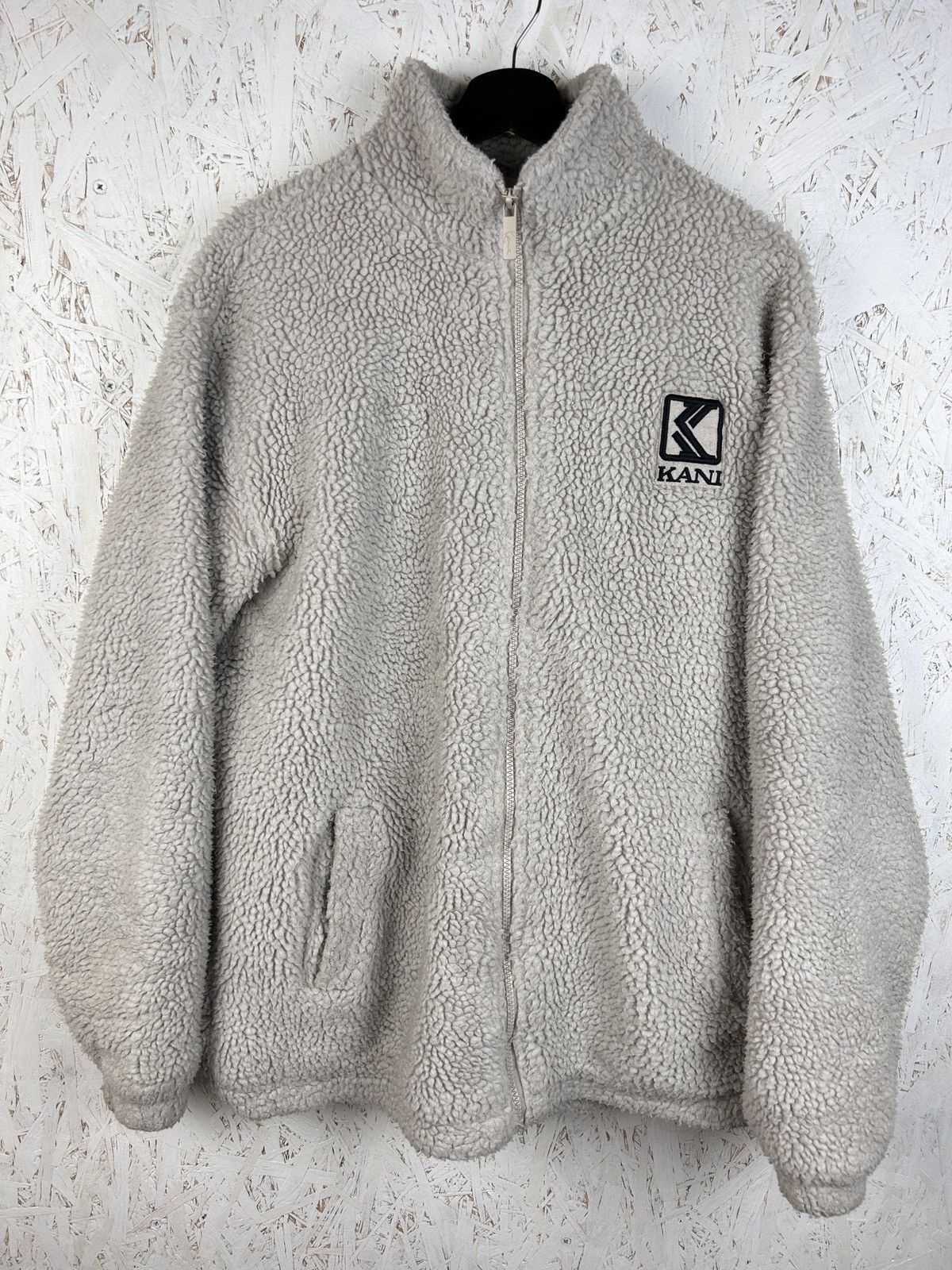 Karl Kani Karl Kani Big Logo Sherpa Fleece Jacket In Beige Size US M / EU 48-50 / 2 - 4 Thumbnail
