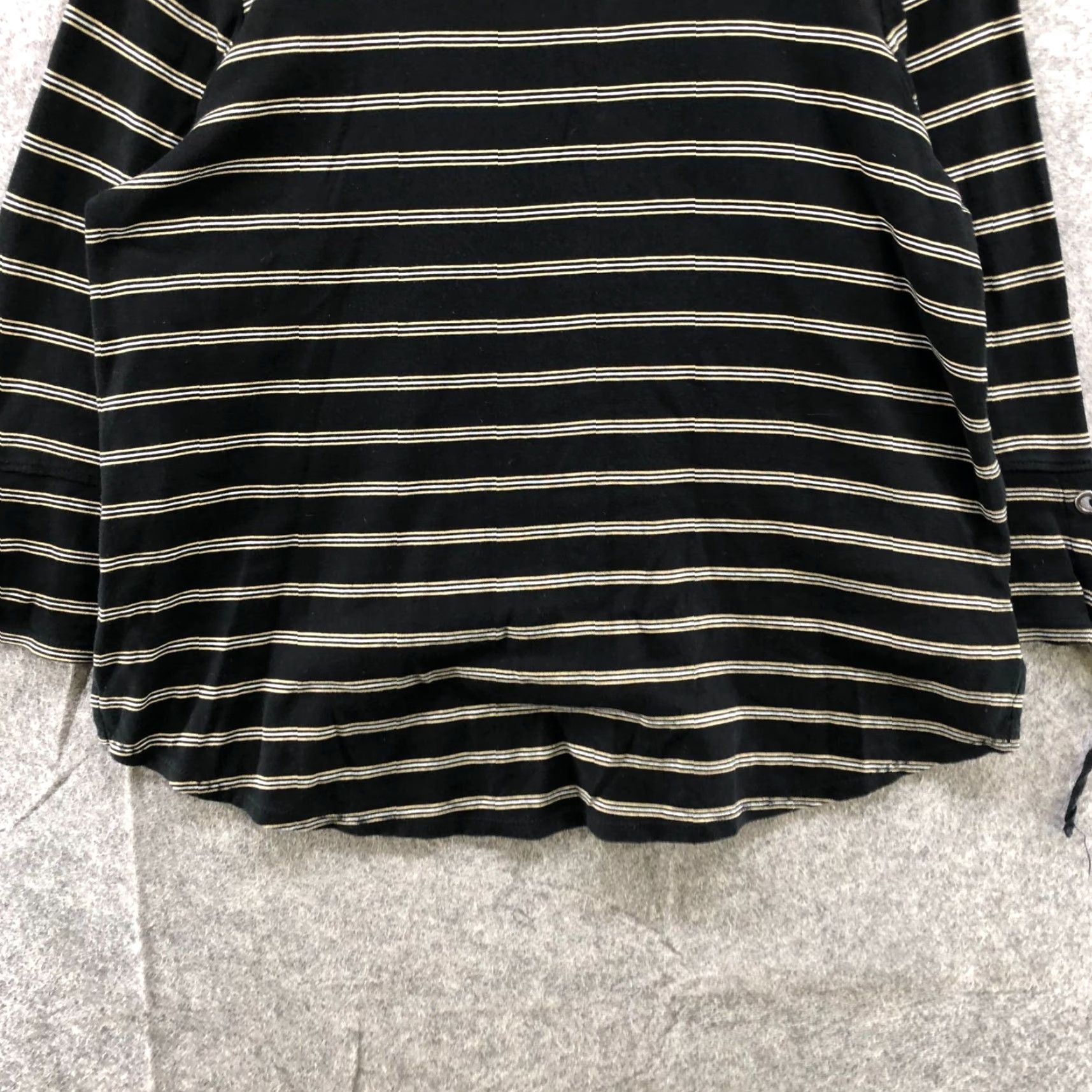 J. Jill VINTAGE J. Jill Women’s Cotton Striped Long Sleeve T-Shirt M Black Casual Style Size M / US 6-8 / IT 42-44 - 4 Thumbnail