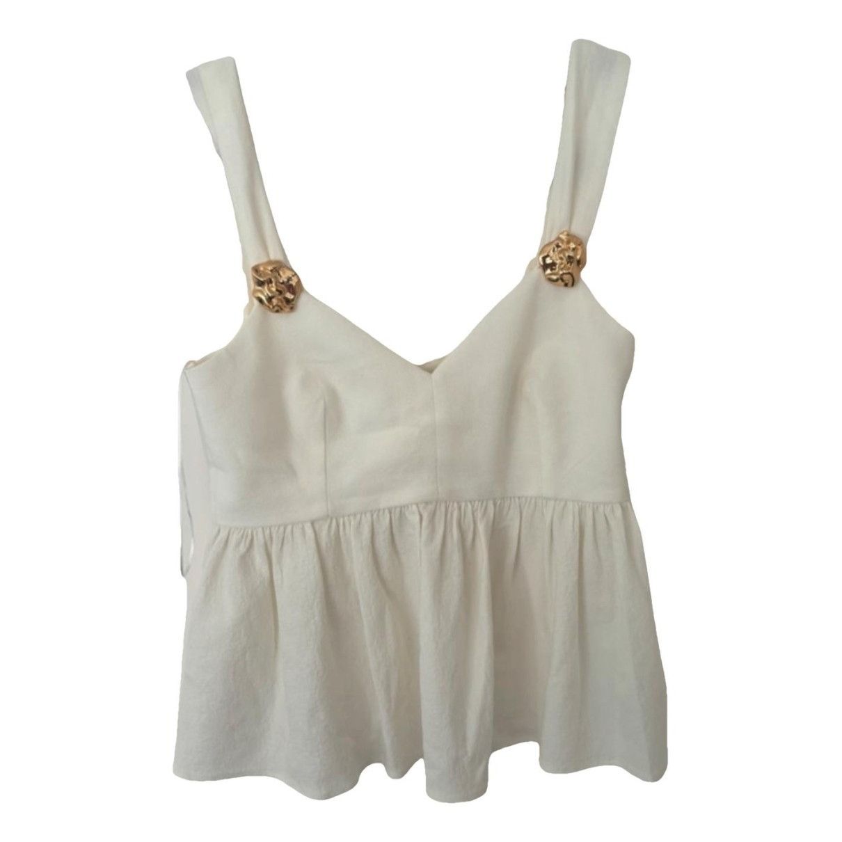 Image of Massimo Dutti Sleeveless Peplum Top Ref. 9462/952 in Ecru, Women's (Size XS)