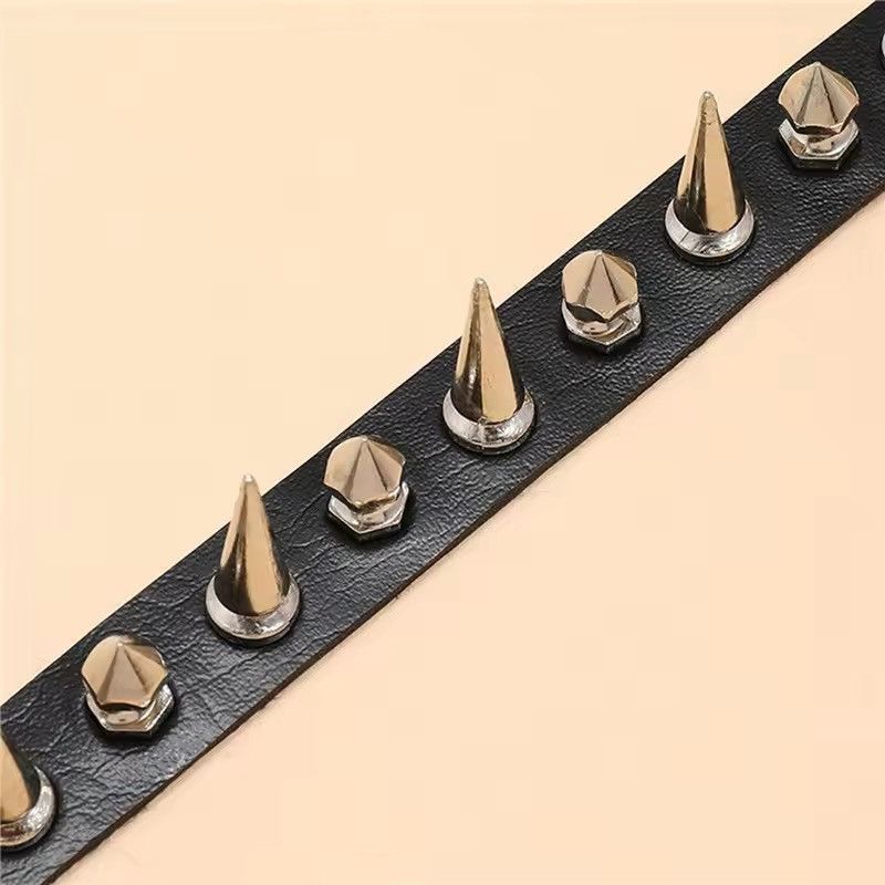 Jewelry Long Spike Choker Leather Collar Size ONE SIZE - 4 Thumbnail