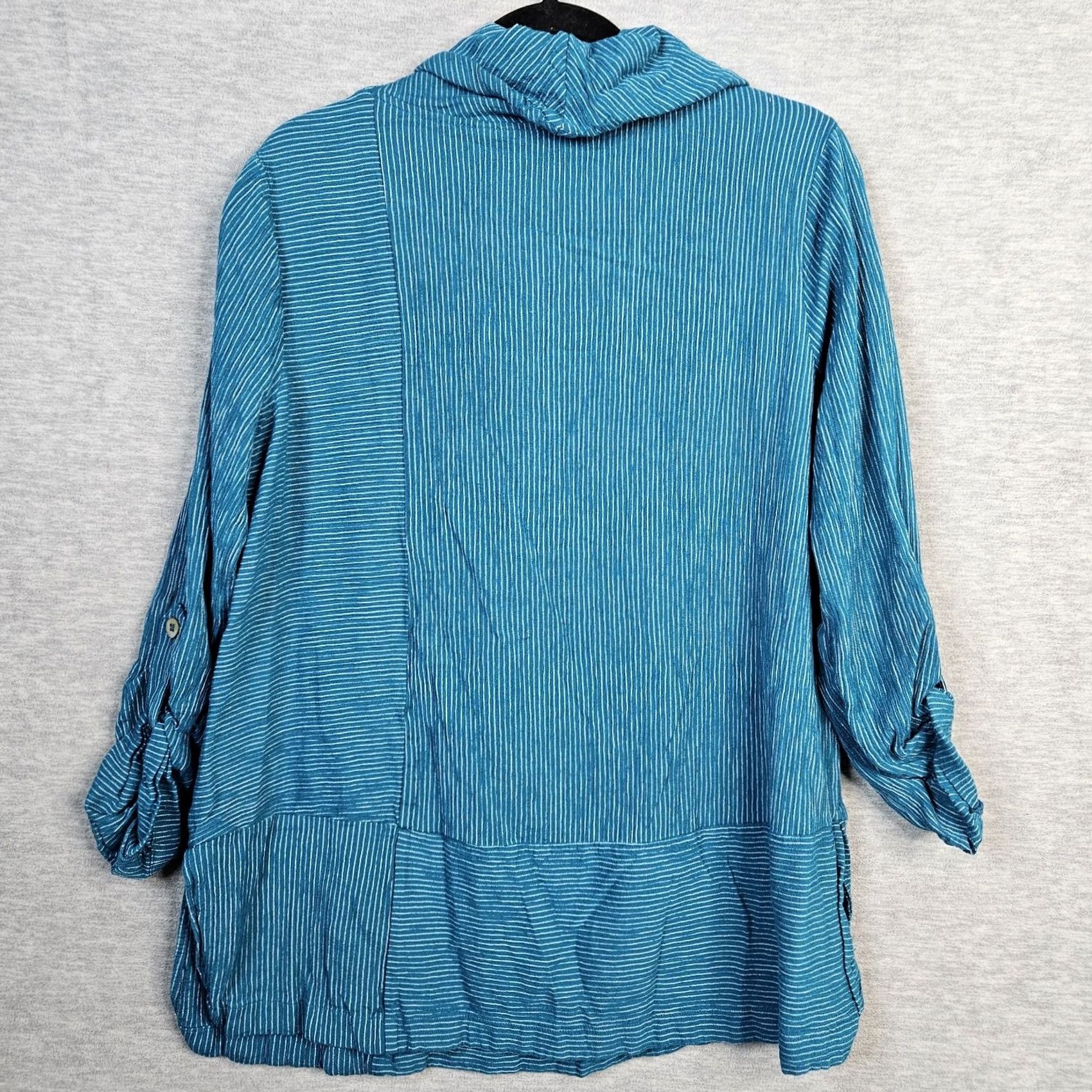Soft Surroundings Soft Surroundings Blouse Women's Teal Blue White Stripe Crowl Neck Top XL Multicolor Striped Casual Pullover Long Sleeve Round Neck Shirt Ladies XS? Size XL / US 12-14 / IT 48-50 - 6 Thumbnail