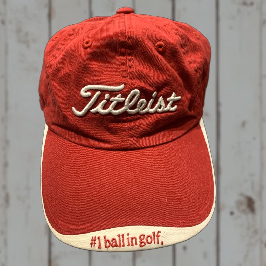 Titleist VINTAGE Titleist Golf Hat Adjustable Red and White Solid USA Mens Size ONE SIZE - 1 Thumbnail