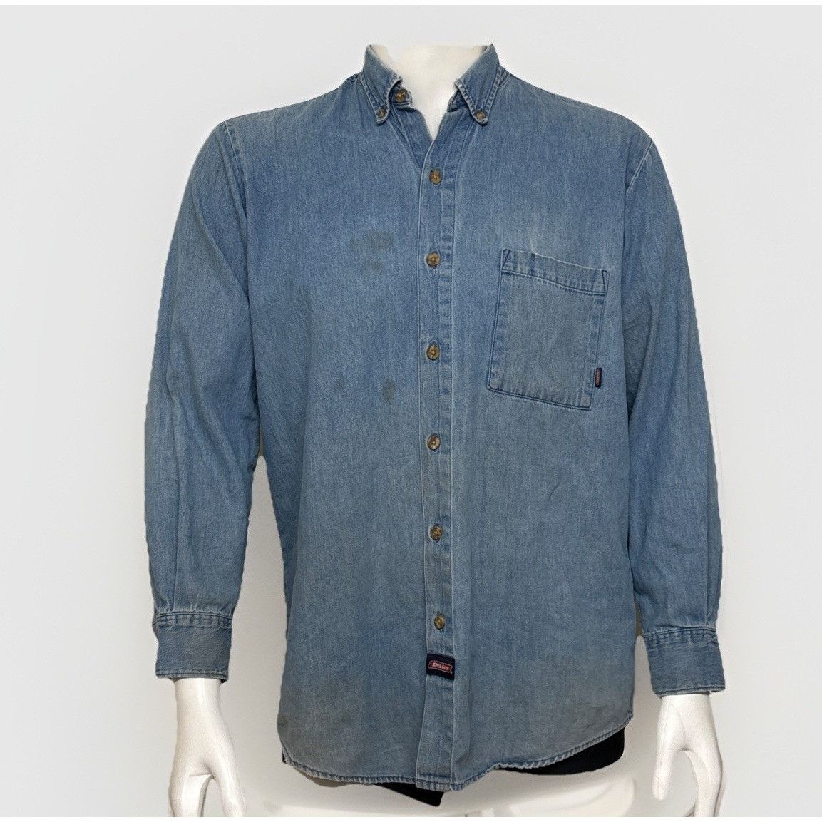 Dickies Dickies Denim Shirt Mens M Distressed Button Down Collar Cow Size US M / EU 48-50 / 2 - 1 Thumbnail