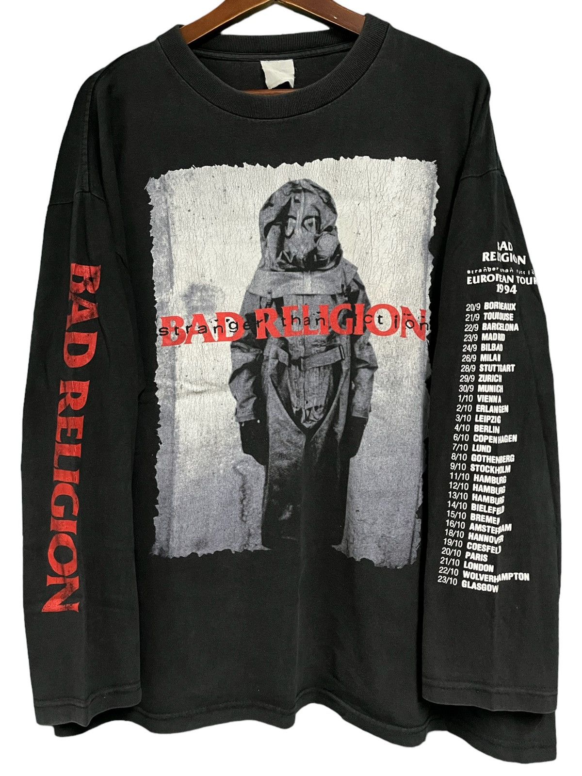 image of Band Tees x Vintage Bad Religion 90's Long Sleeves T Shirt in Black, Men's (Size XL)