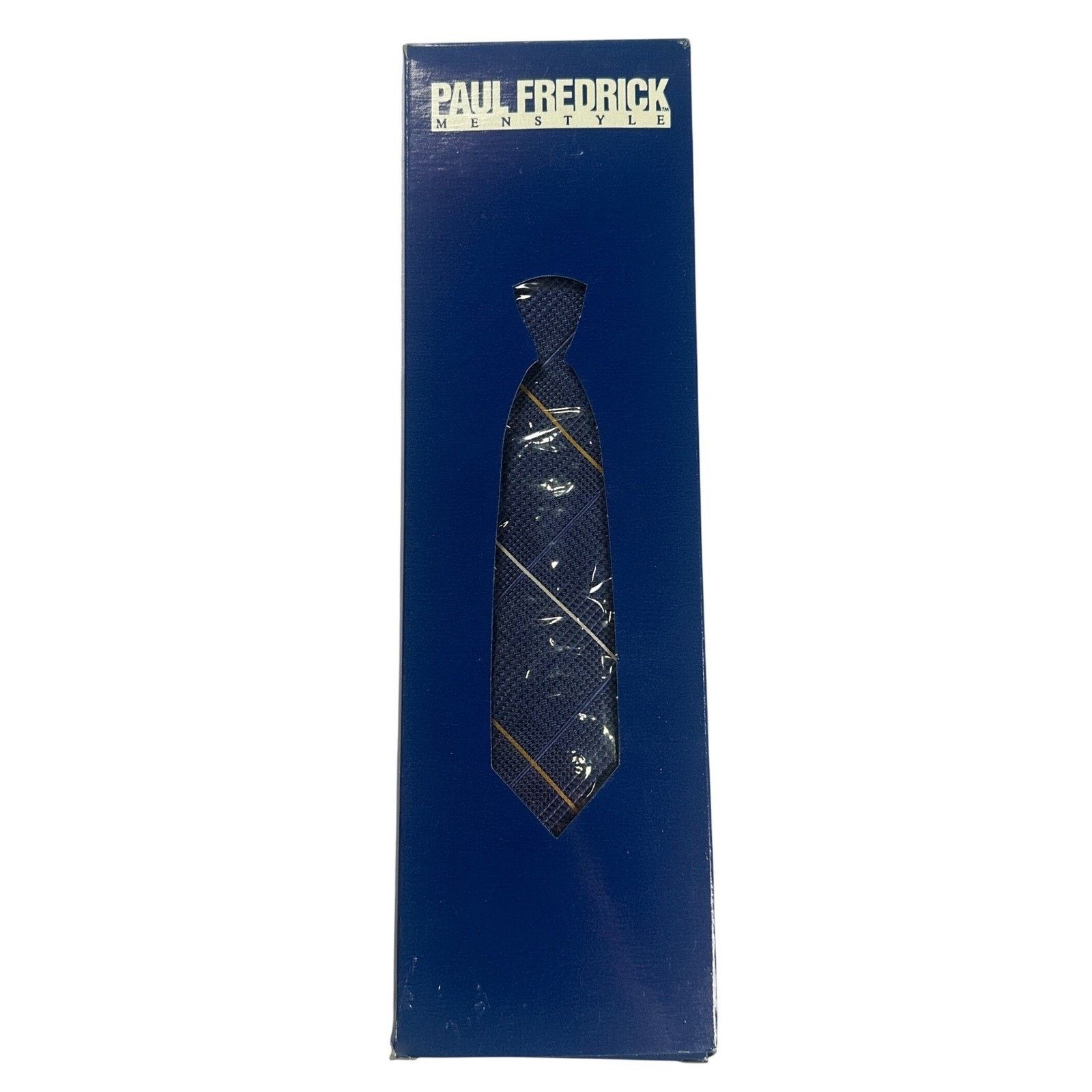 Paul Frederick Paul Frederick Silk Blend Navy Blue Plaid Dress Tie NWT Size ONE SIZE - 5 Thumbnail