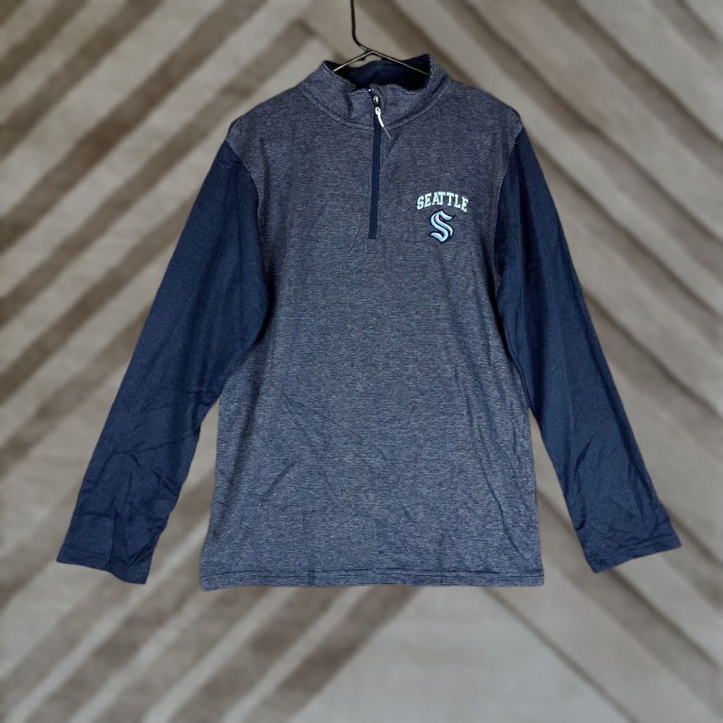 NHL NHL Mens Jacket Blue 1/4 Zip Long Sleeve Seattle Kraken Athletic Lightweight S Size US S / EU 44-46 / 1 - 1 Thumbnail