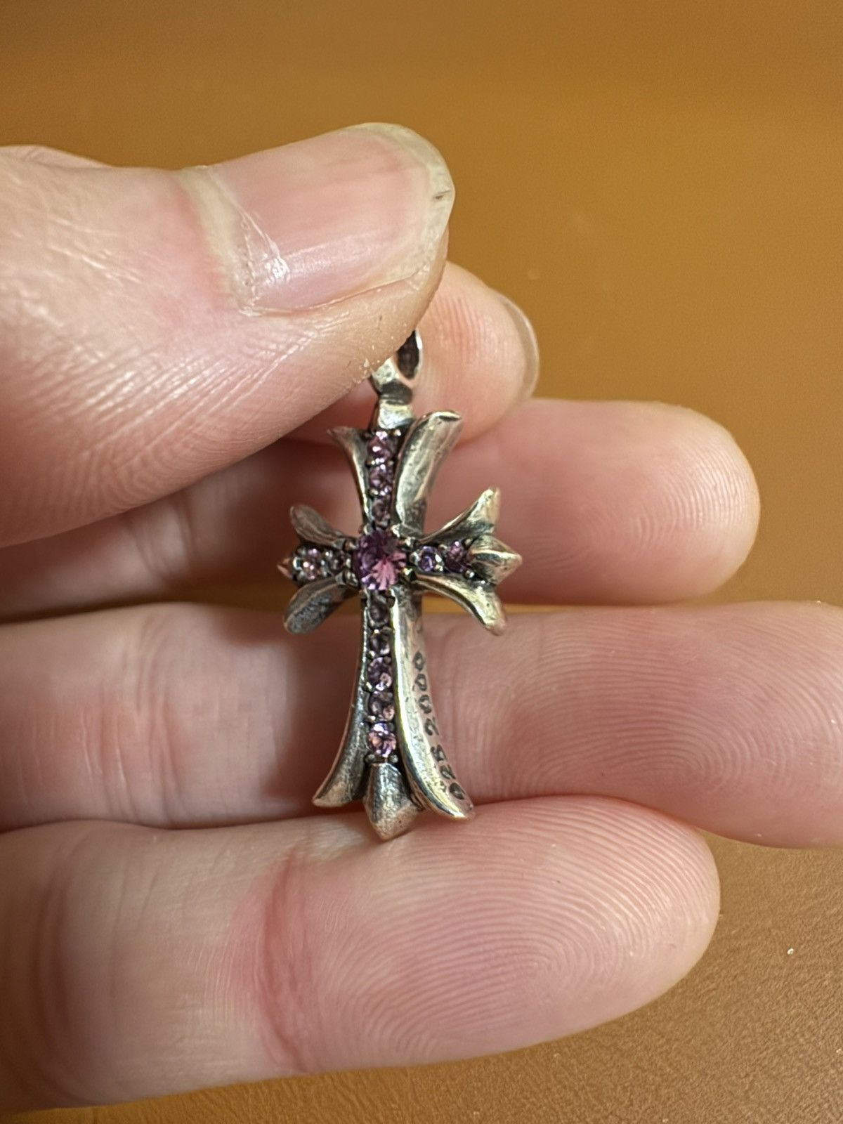 Chrome Hearts Brand New Chrome Hearts Tiny Cross Pave Pink Sapphire Size ONE SIZE - 6 Thumbnail