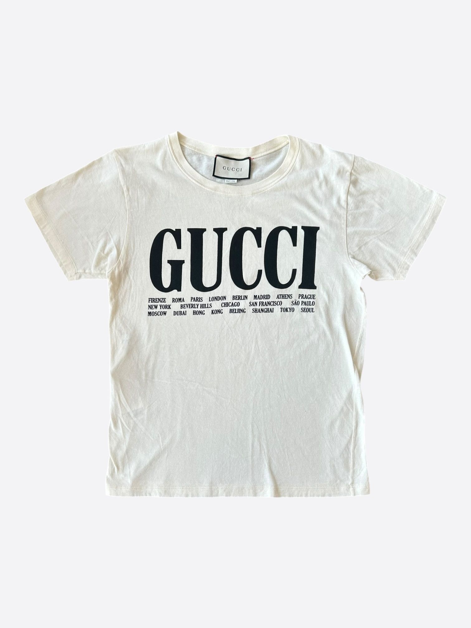 Gucci Gucci White & Black Cities Logo T-Shirt Size US XXS / EU 40 - 1 Thumbnail