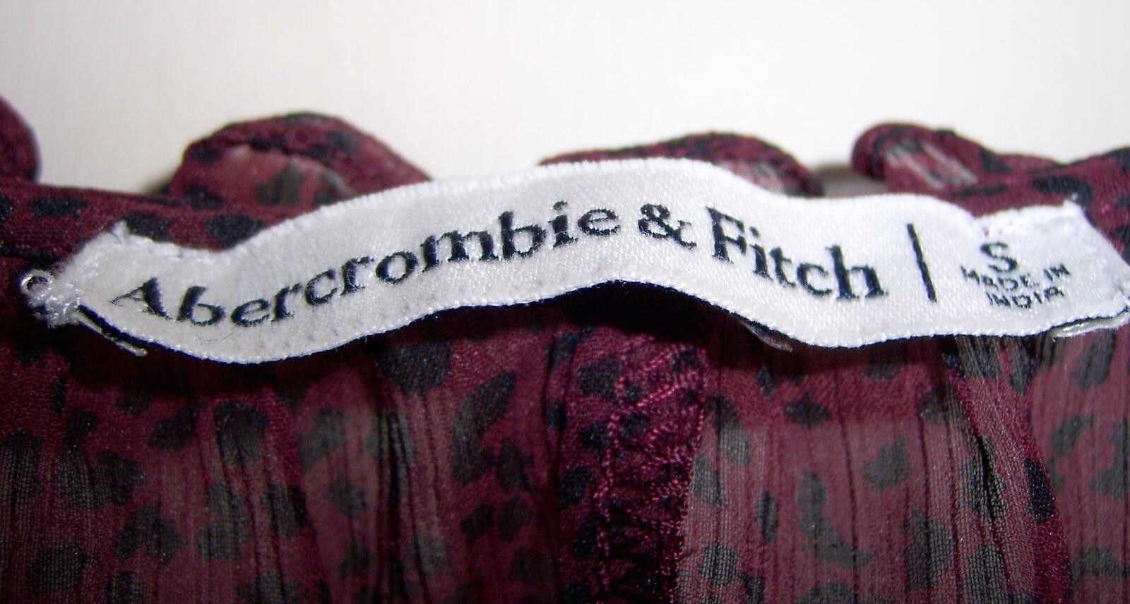 Abercrombie & Fitch Abercrombie & Fitch Maroon Leopard Sheer Chiffon Blouse - S Size S / US 4 / IT 40 - 2 Thumbnail