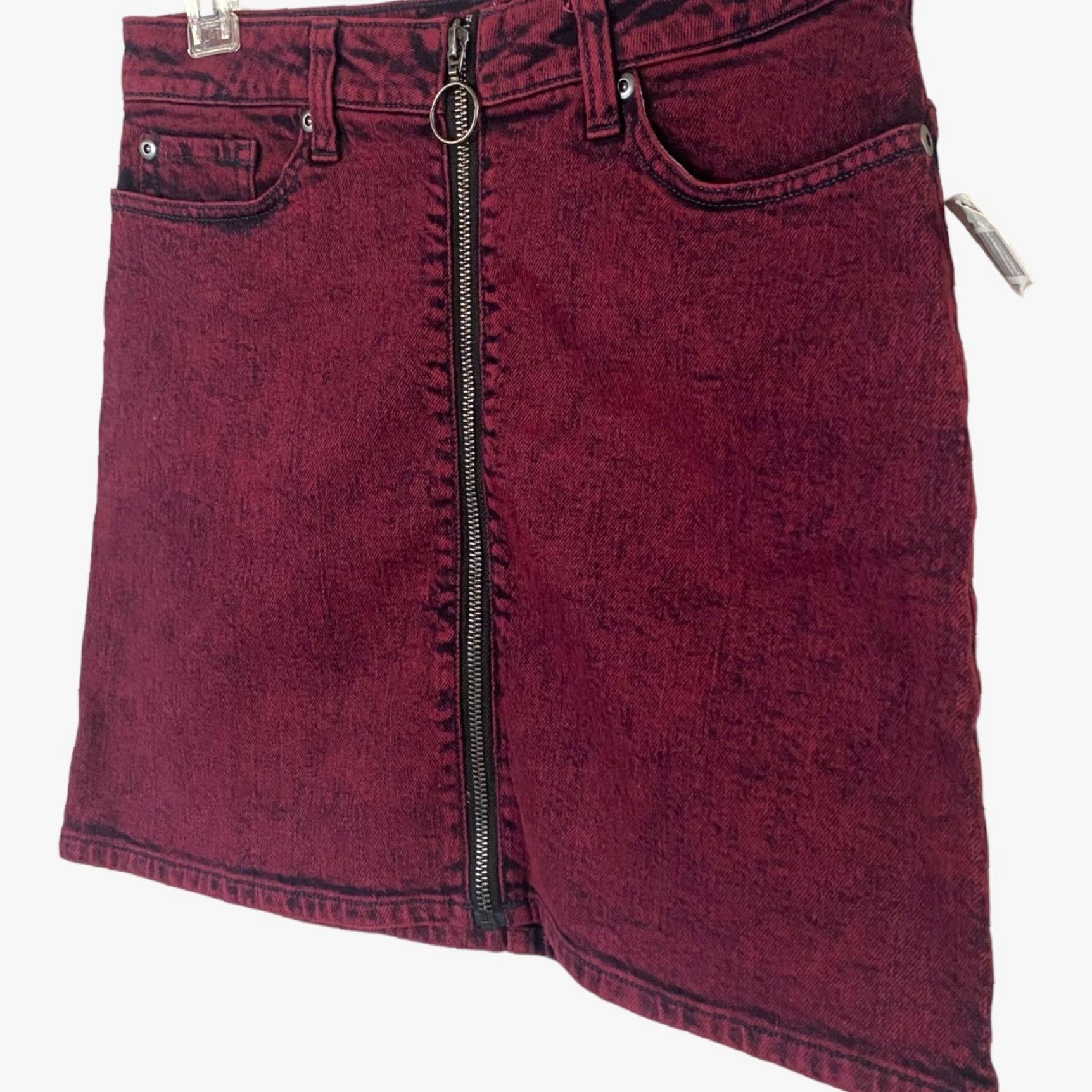 Hot Topic Hot Topic Red Acid Wash Denim Skirt Women’s Small Front-Full-Zip Goth Punk Mini Short With Pockets Rocks New Size 28" / US 6 / IT 42 - 2 Thumbnail