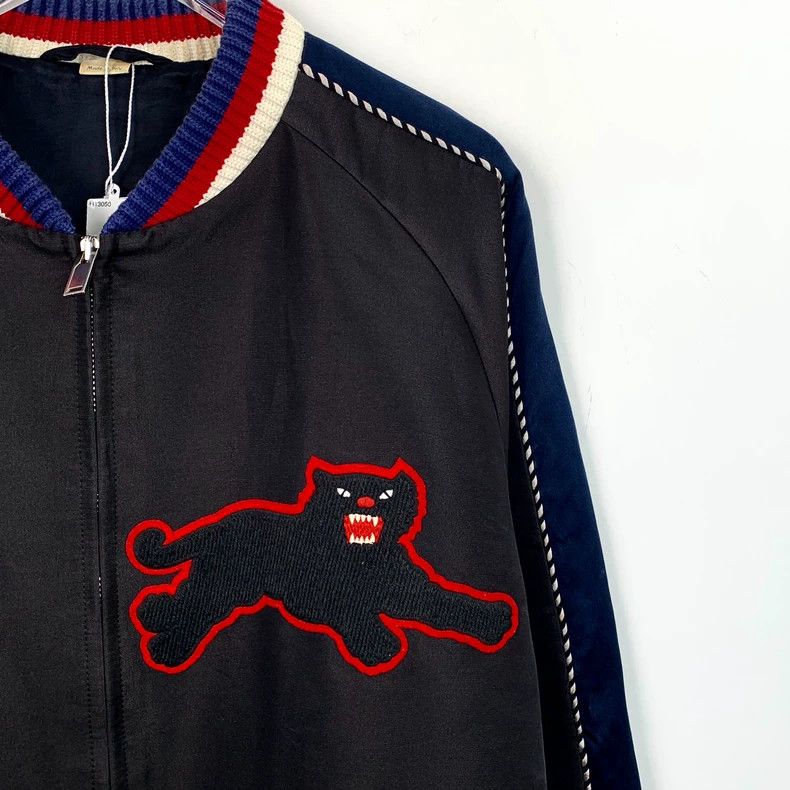 Gucci Gucci Black tiger embroidery mulberry silk zipper long-slee Size US M / EU 48-50 / 2 - 3 Thumbnail