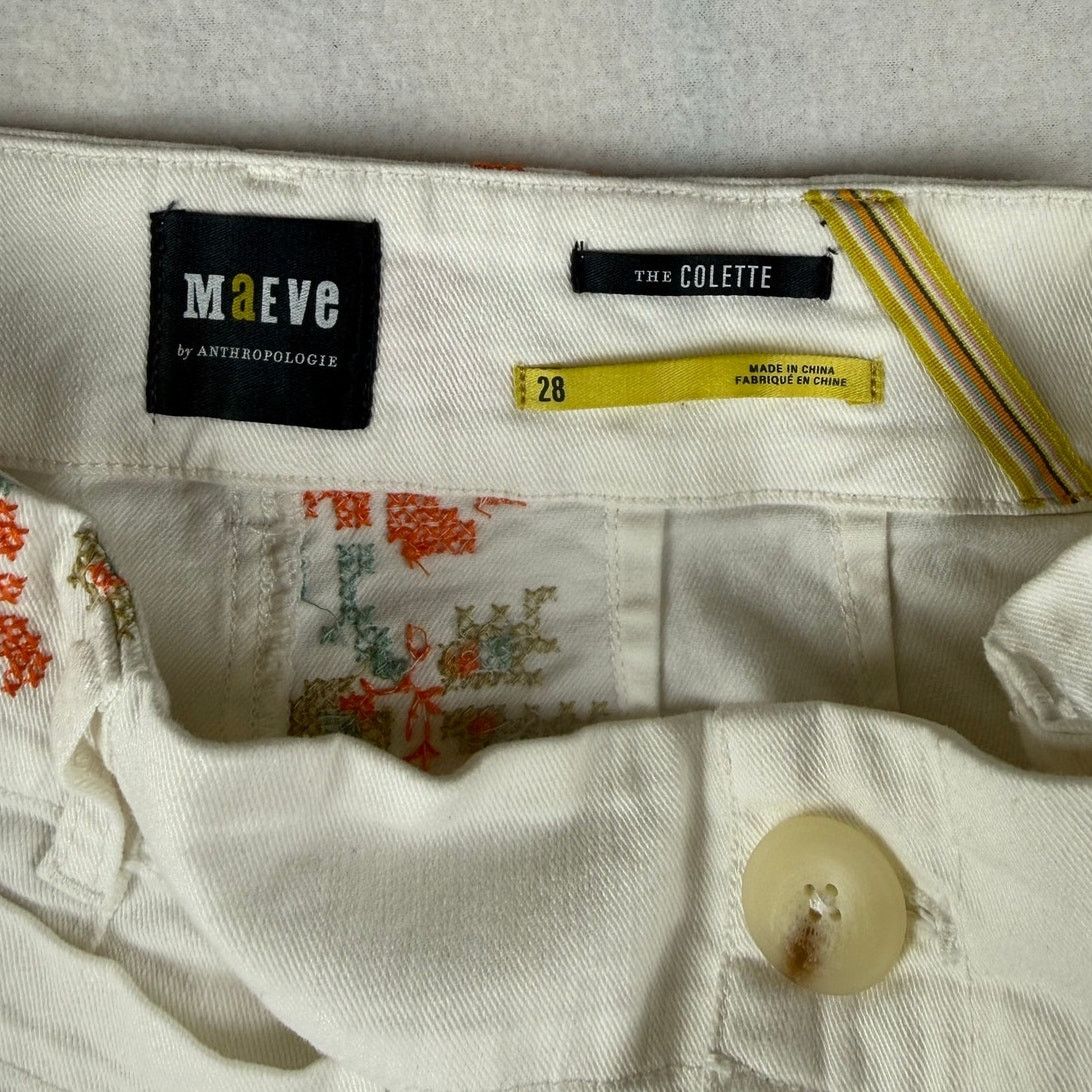 Anthropologie Maeve Anthropologie Colette Floral White Jeans 28 Size 28" / US 6 / IT 42 - 2 Thumbnail