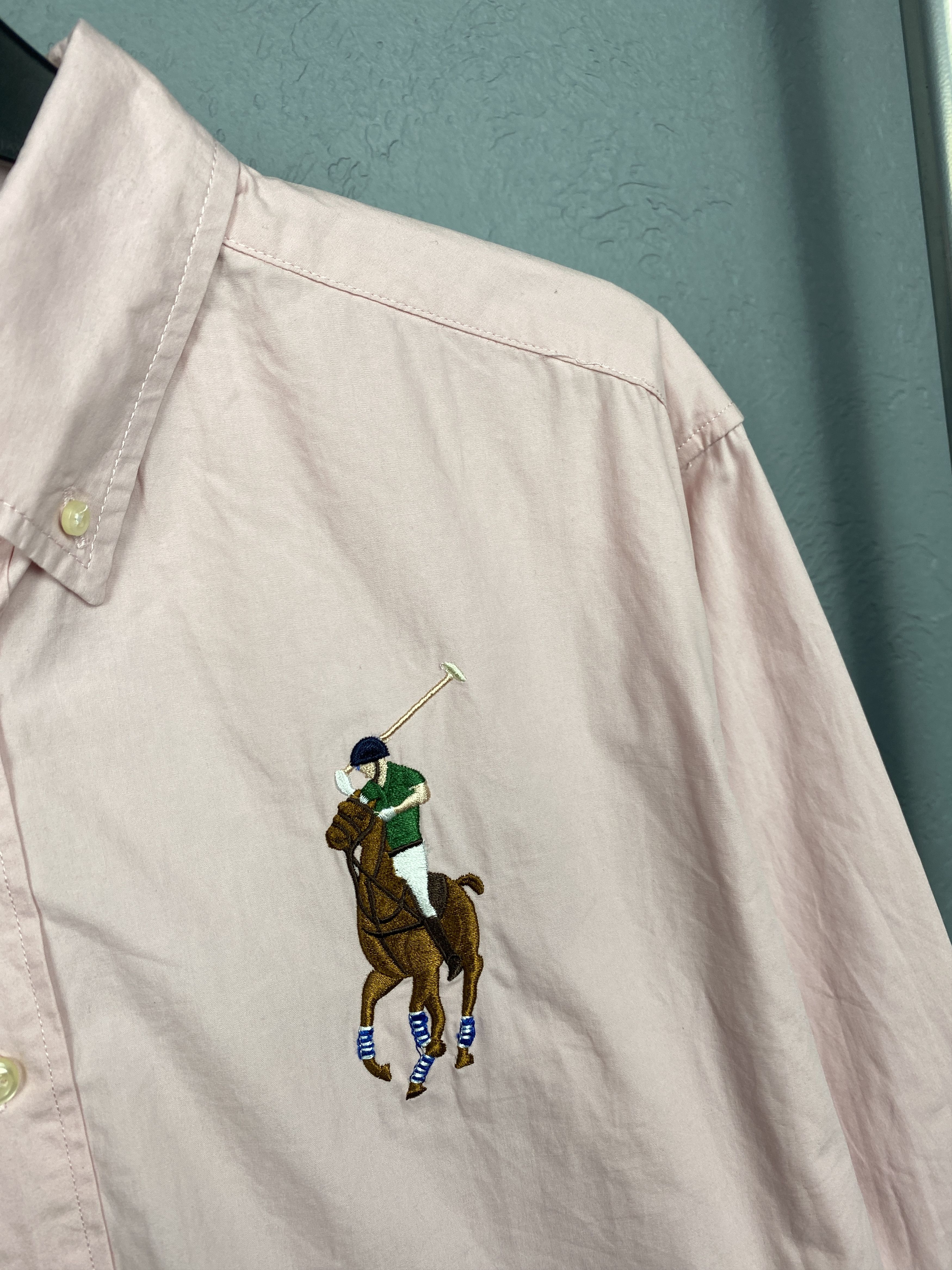 Polo Ralph Lauren Polo Ralph Lauren Vintage Mens Big Logo Shirt Size US L / EU 52-54 / 3 - 3 Thumbnail