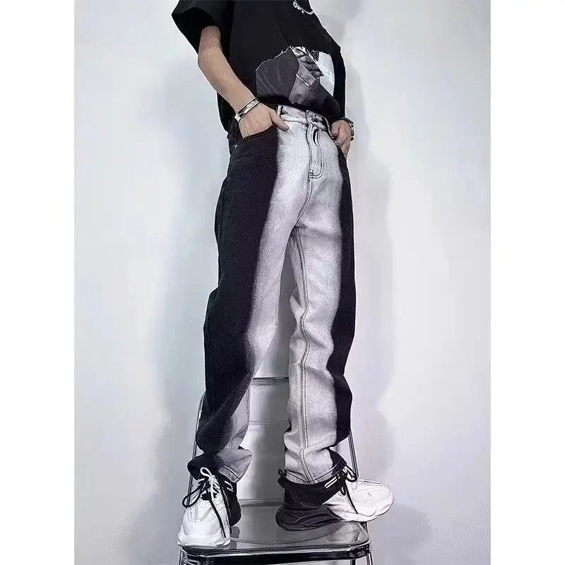 Japanese Brand Grey black color blocked casual jeans Size US 32 / EU 48 - 1 Thumbnail
