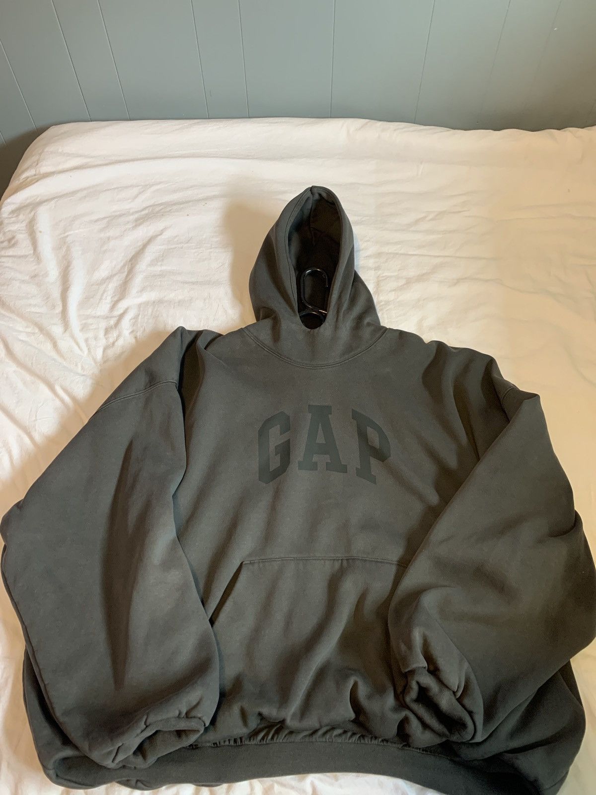 image of Yeezy Balenciaga Gap Dove Hoodie Washed Black, Men's (Size 2XL)