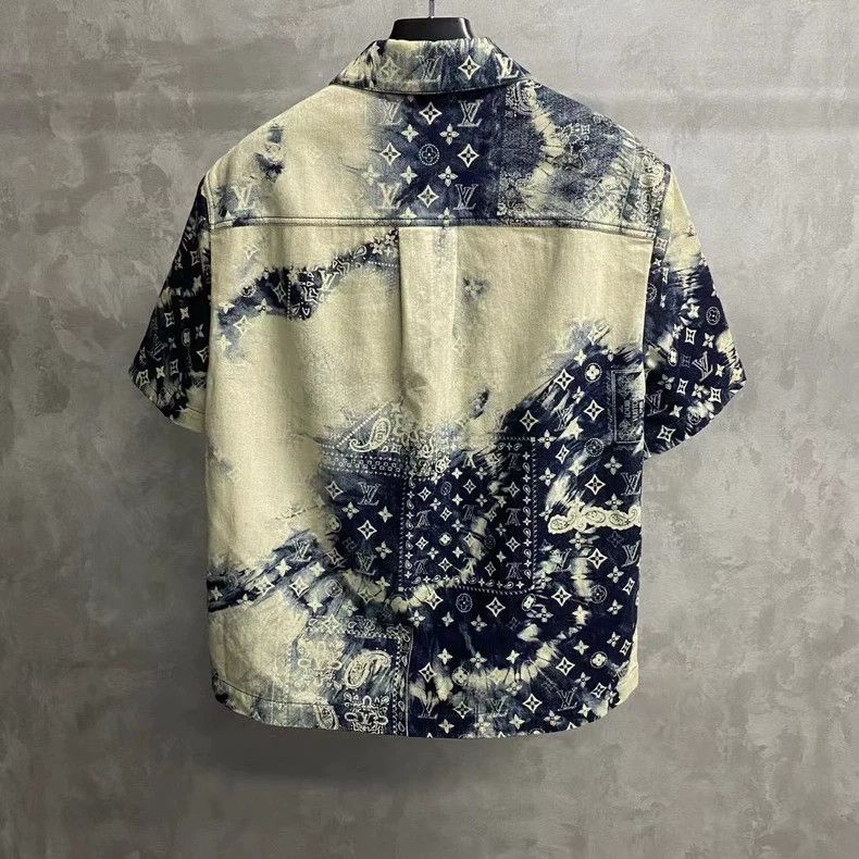 Louis Vuitton louis vuitton Blue cashew flower tie-dyed logo shirt with s Size US M / EU 48-50 / 2 - 2 Thumbnail