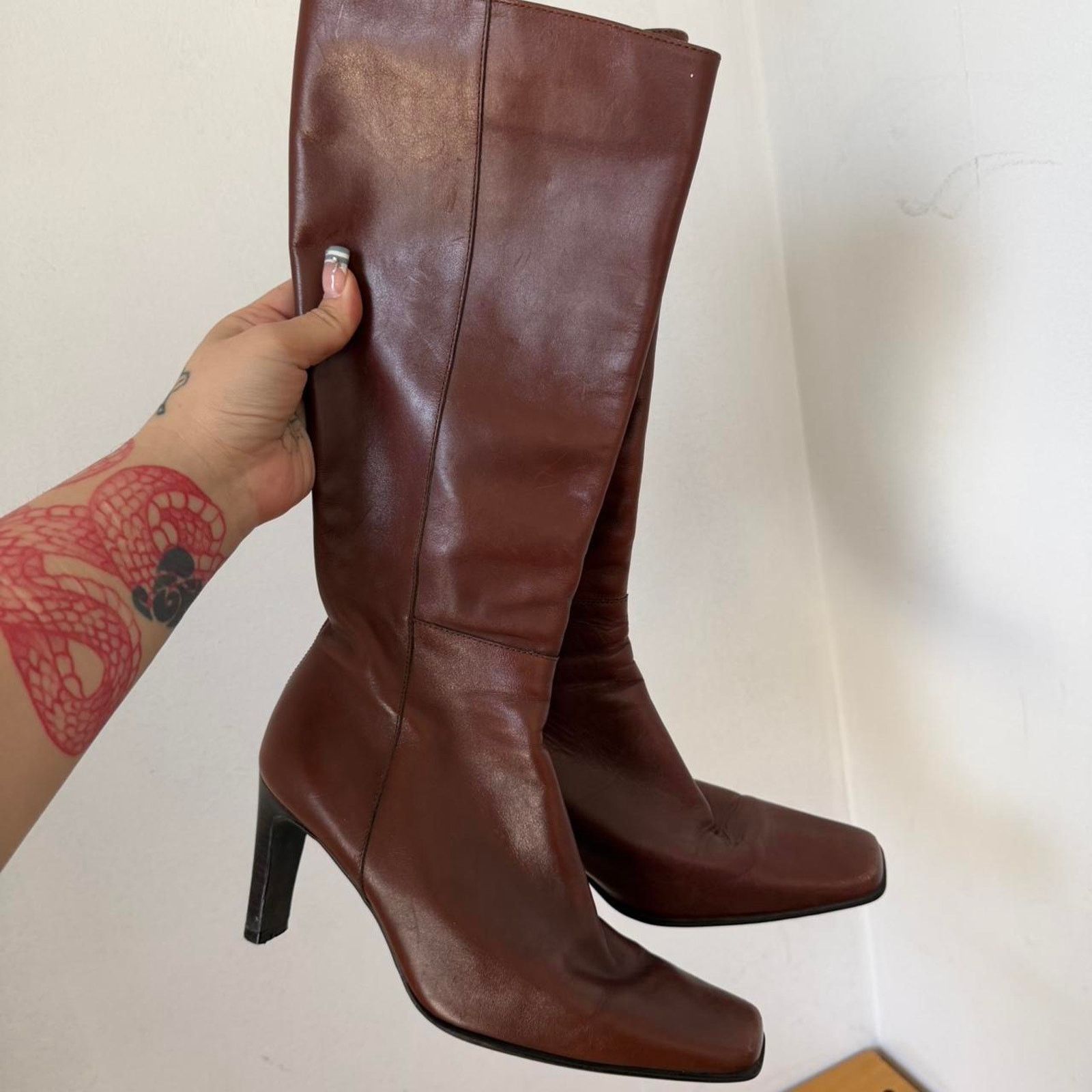 Zara Zara brown leather knee high boots Size US 8 / IT 38 - 3 Thumbnail