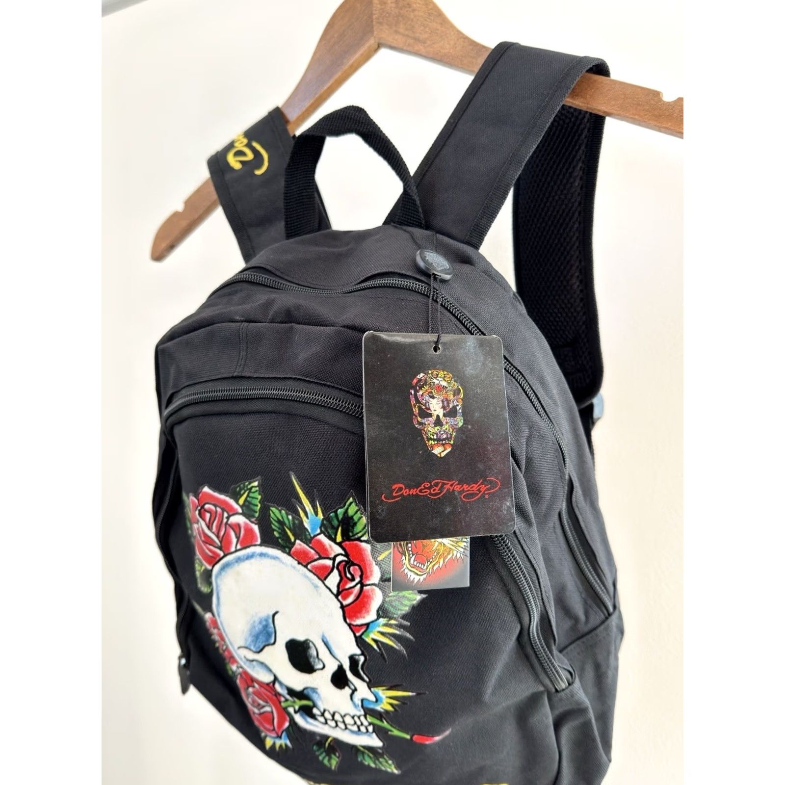 Ed Hardy VINTAGE Ed Hardy Backpack Y2K Big Logo Black Mens Medium Backpack 90s Retro Streetwear Skull Tattoo Designer Japan Style Avamt Garde Size ONE SIZE - 4 Thumbnail