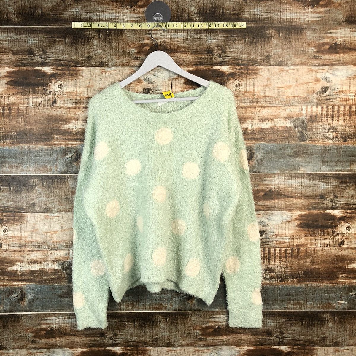 Japanese Brand DL C.O.L.Z.A Green Mohair Fur shaggy Knitwear #C370 Size L / US 10 / IT 46 - 1 Thumbnail