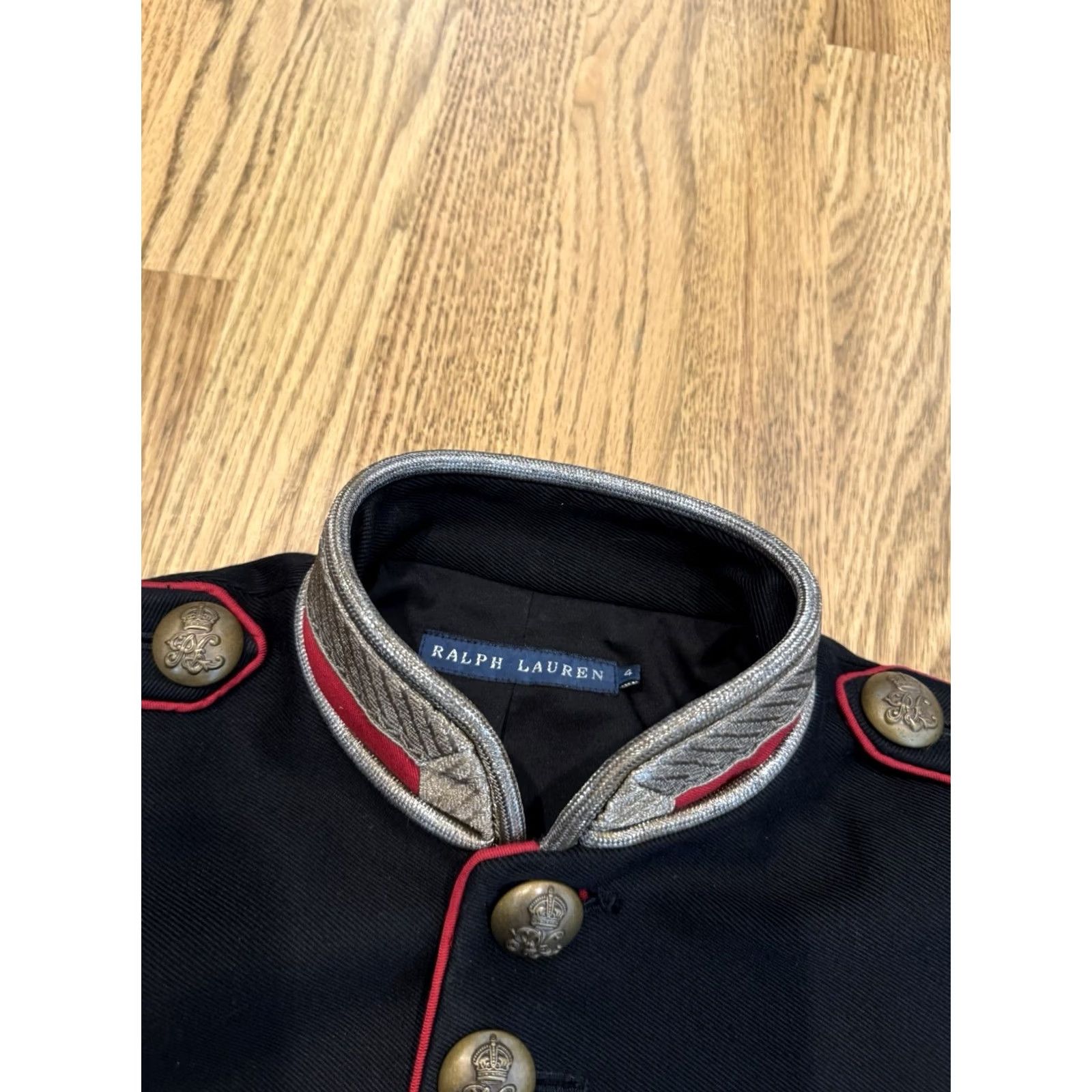 Ralph Lauren Ralph Lauren Military Jacket Women’s Sz 4 Cotton Metallic Cord Embellished Black Buttoned Crewneck/Long Sleeve жен Size S / US 4 / IT 40 - 5 Thumbnail