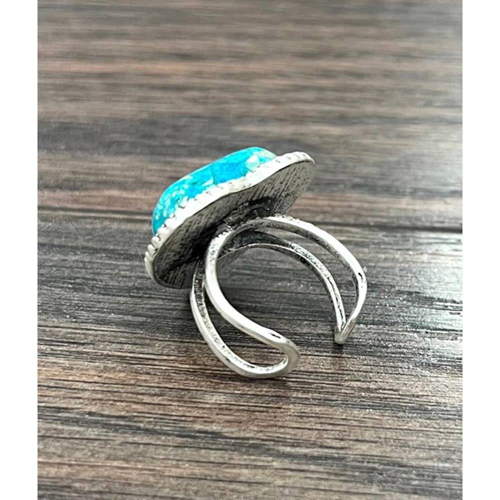 Other Boho Heart Gemstone Adjustable Statement Cuff Ring for Elega Size ONE SIZE - 2 Thumbnail