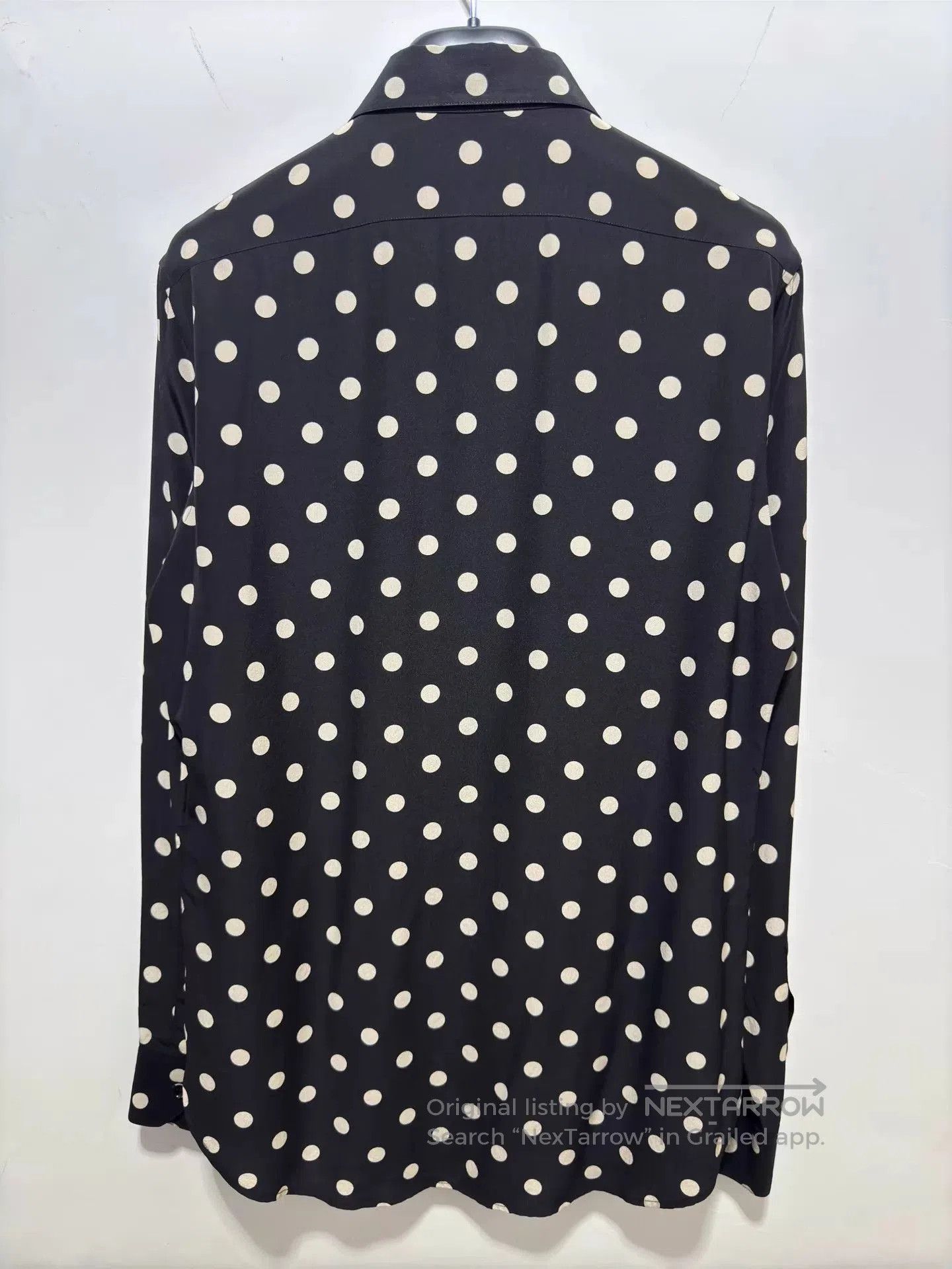 Saint Laurent Paris Black Polka Dot Long Sleeve Button-Up Shirt. Size US XXS / EU 40 - 2 Thumbnail